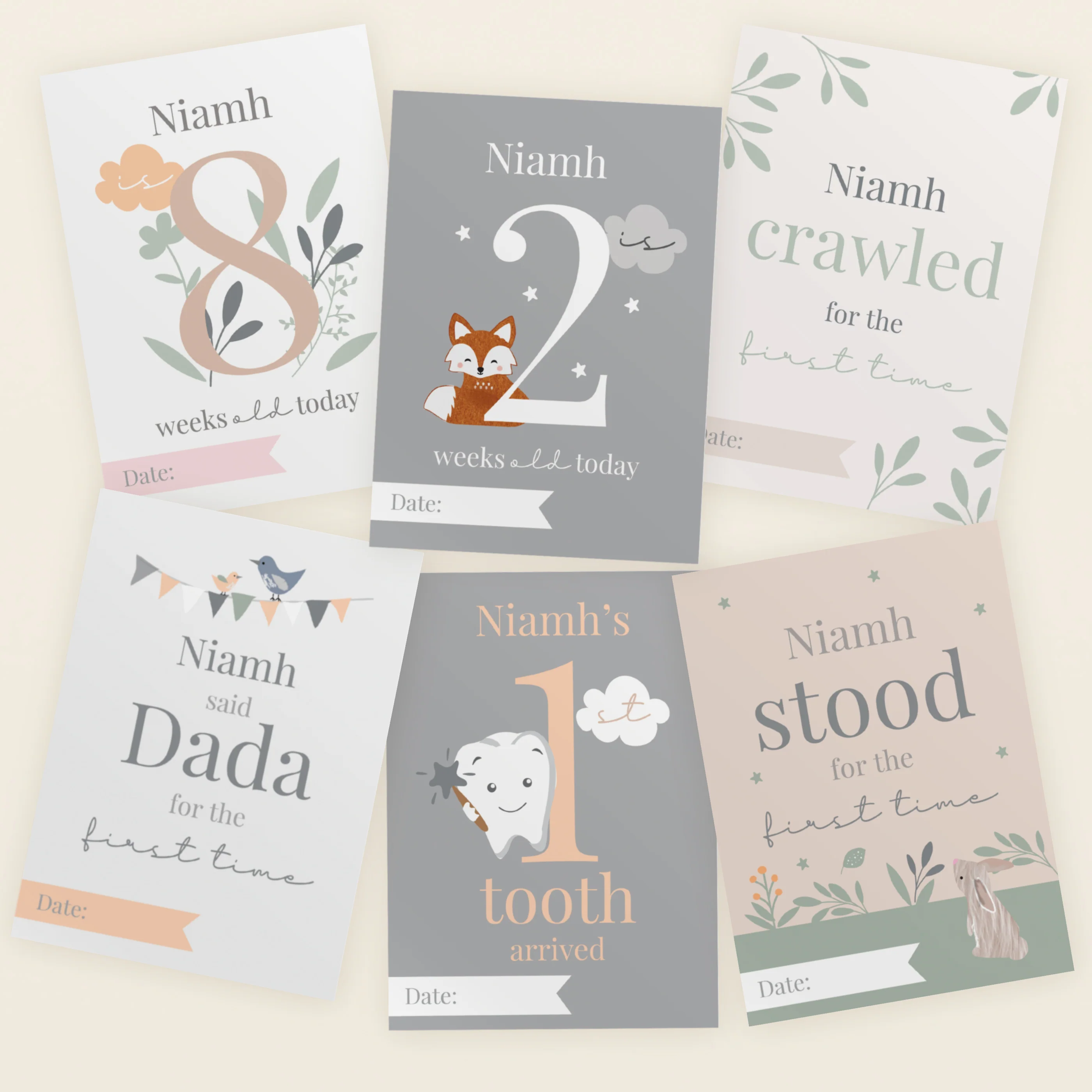 Personalised Woodland Animals Baby Milestone Cards - Image 6