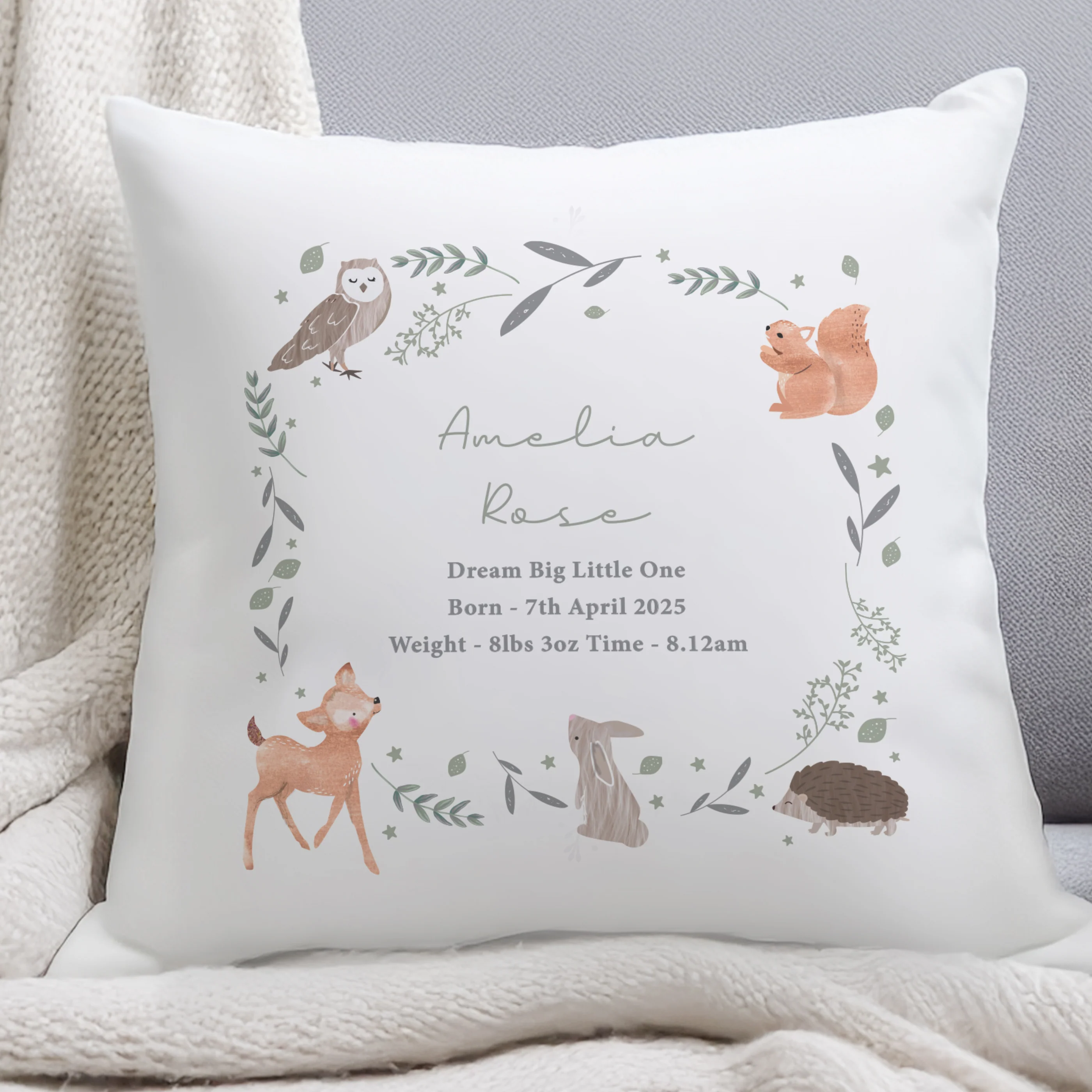 Personalised Woodland Animals Cushion - Image 3