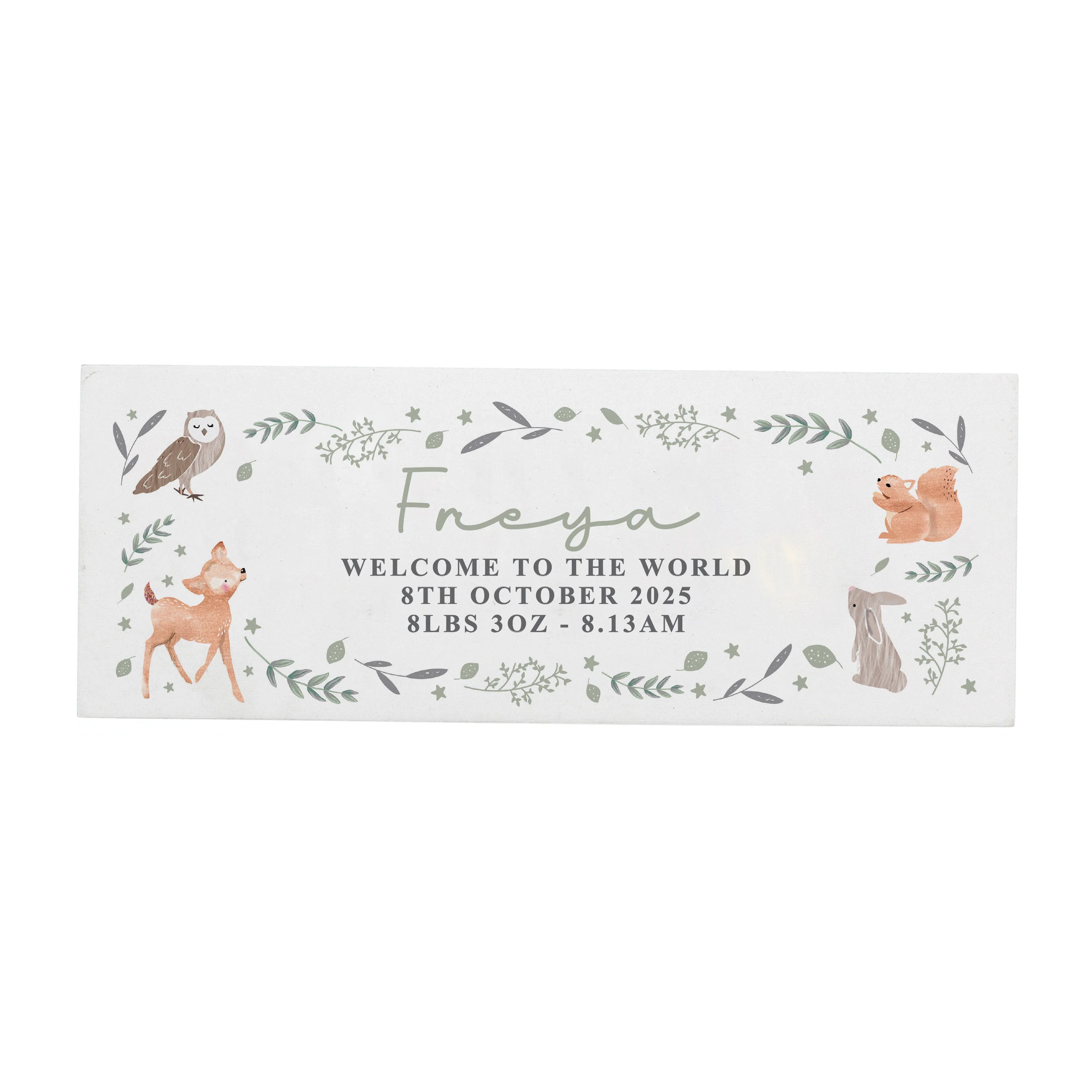 Personalised Woodland Animals Wooden Shelf Ornament