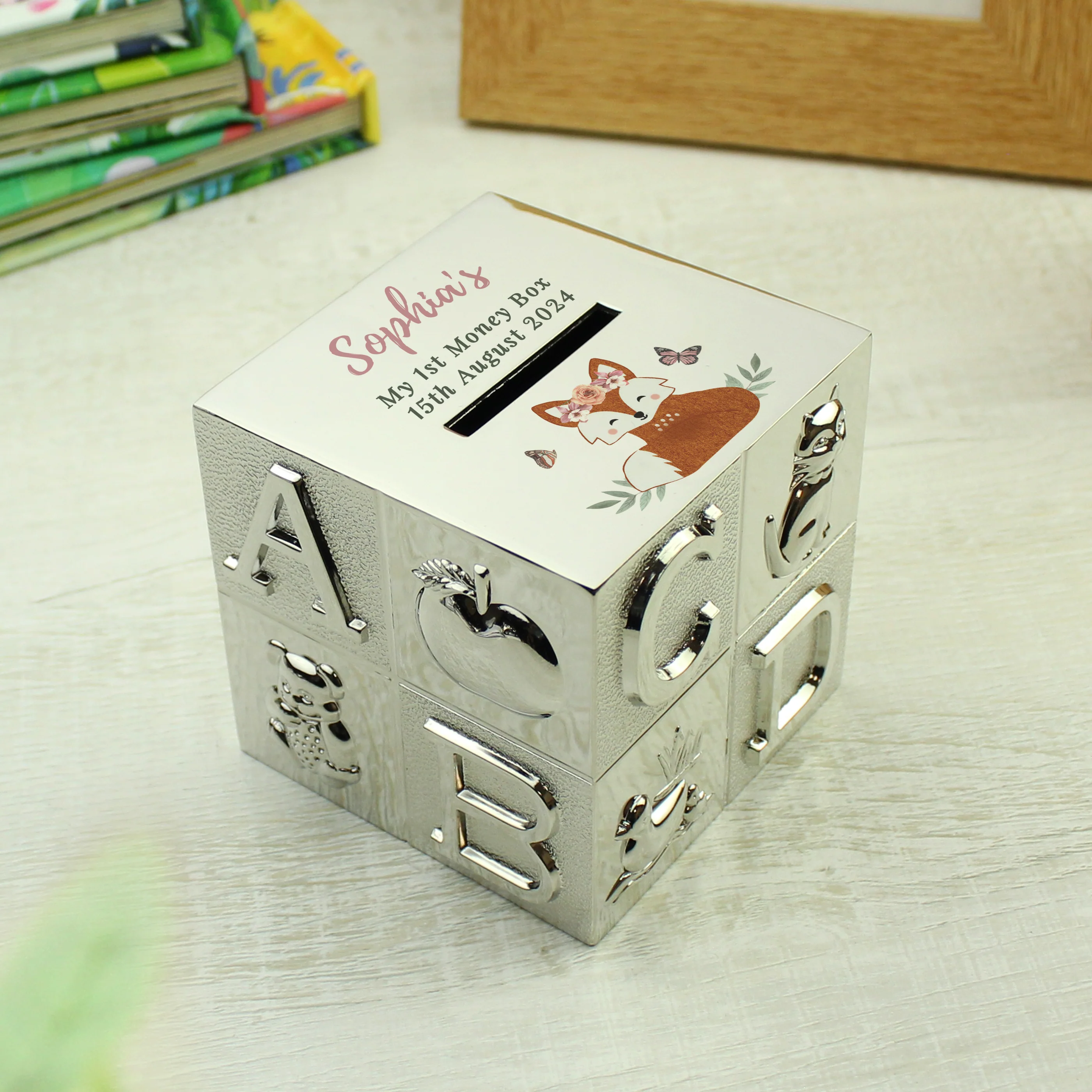 Personalised Woodland Fox ABC Money Box - Image 2