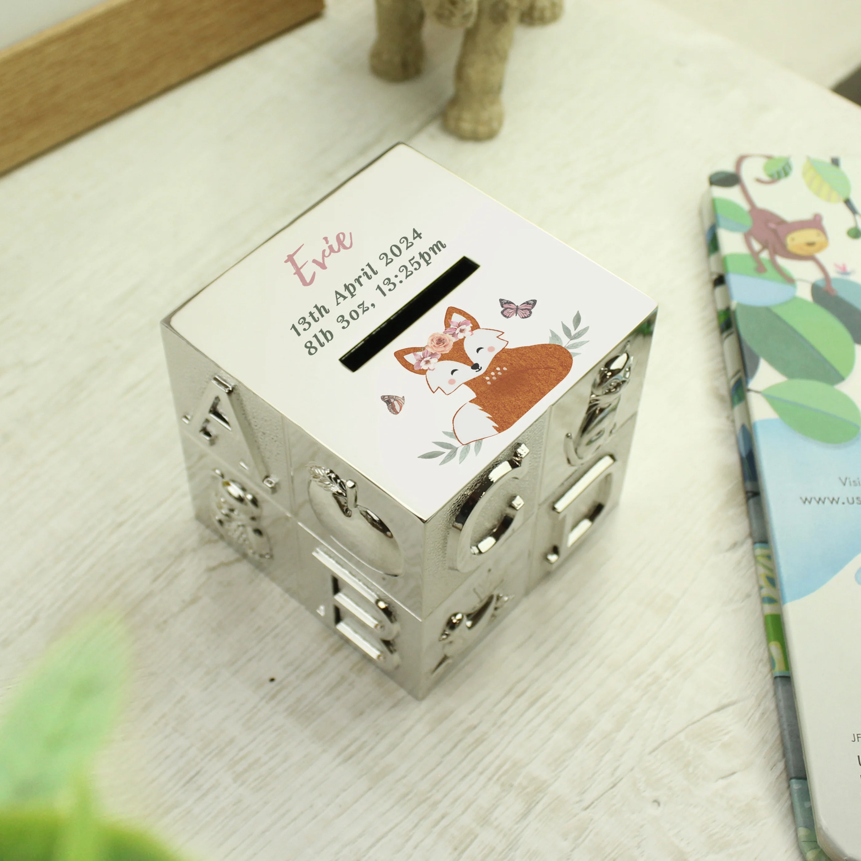 Personalised Woodland Fox ABC Money Box - Image 3