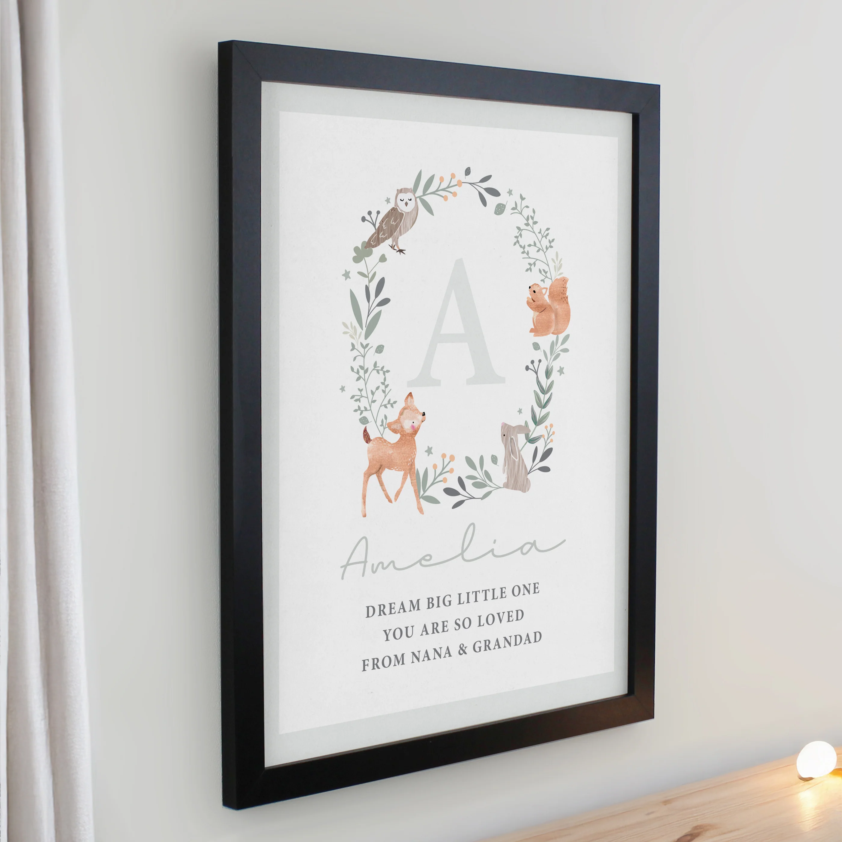 Personalised Woodland Initial Black Poster Frame - Image 2