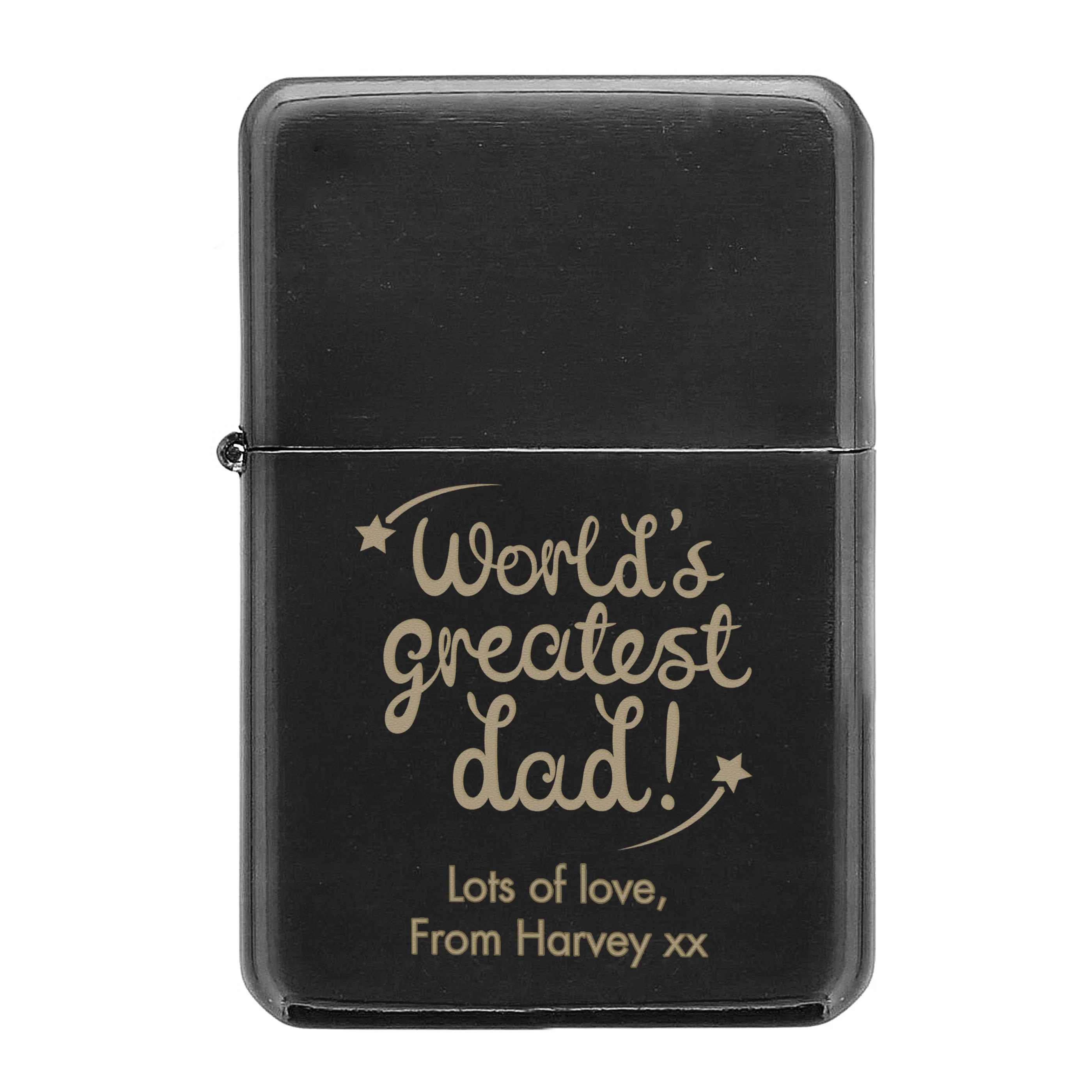 Personalised 'World's Greatest Dad' Black Lighter - Image 2