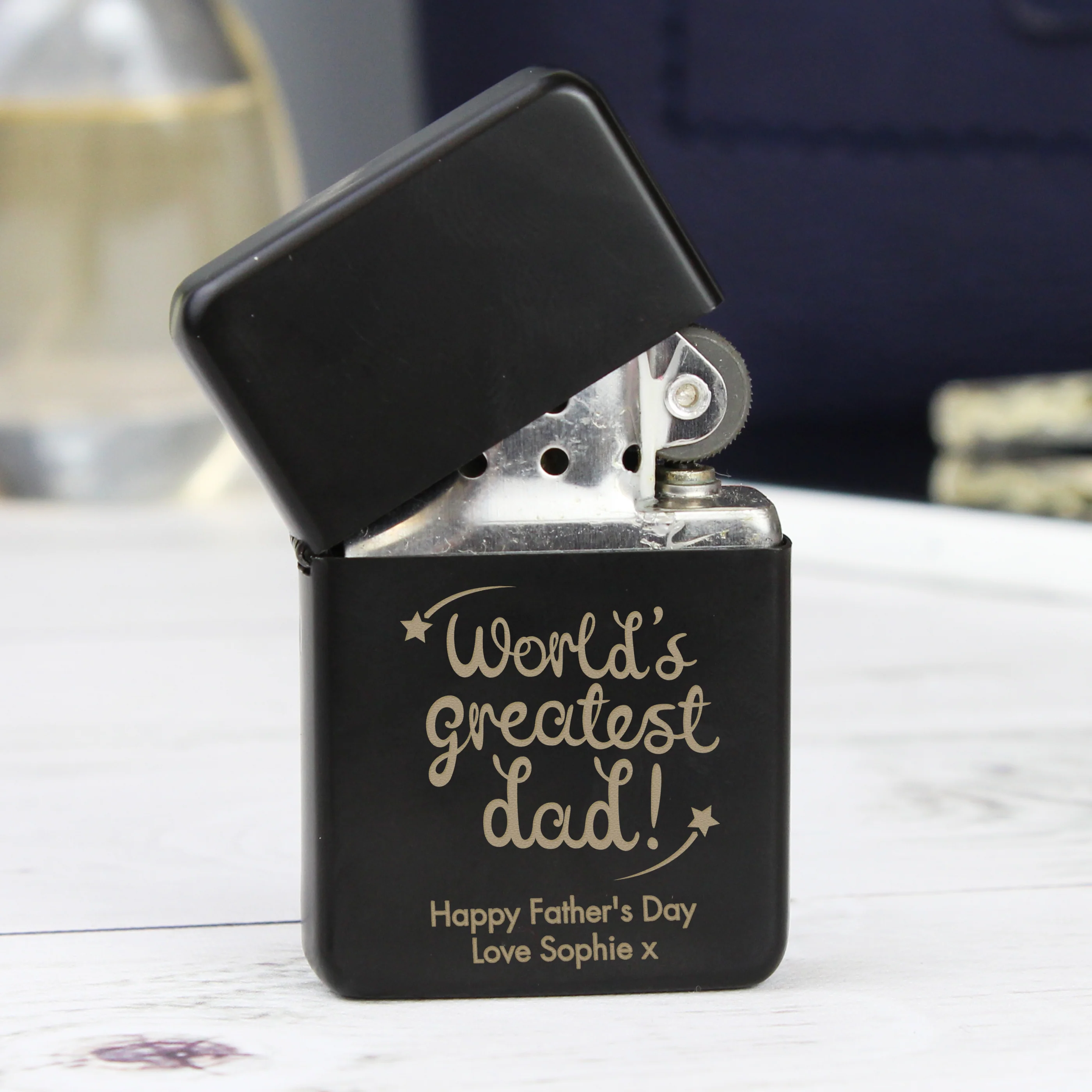 Personalised 'World's Greatest Dad' Black Lighter - Image 4