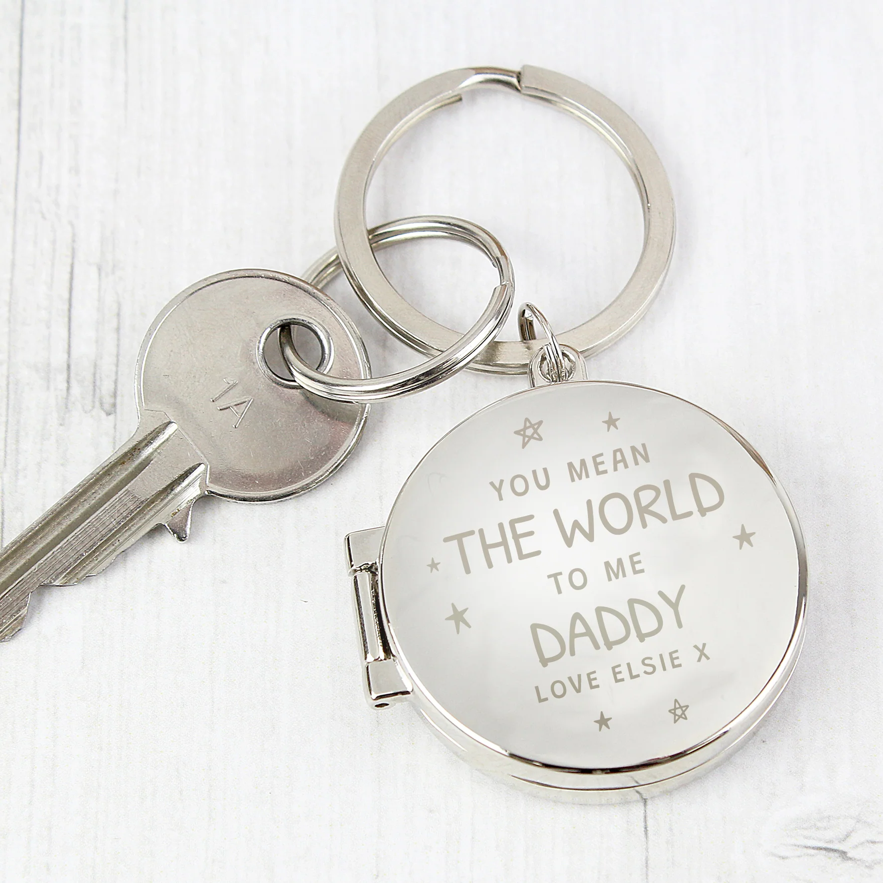 Personalised You Mean The World To Me Round Photo keyring - Image 3
