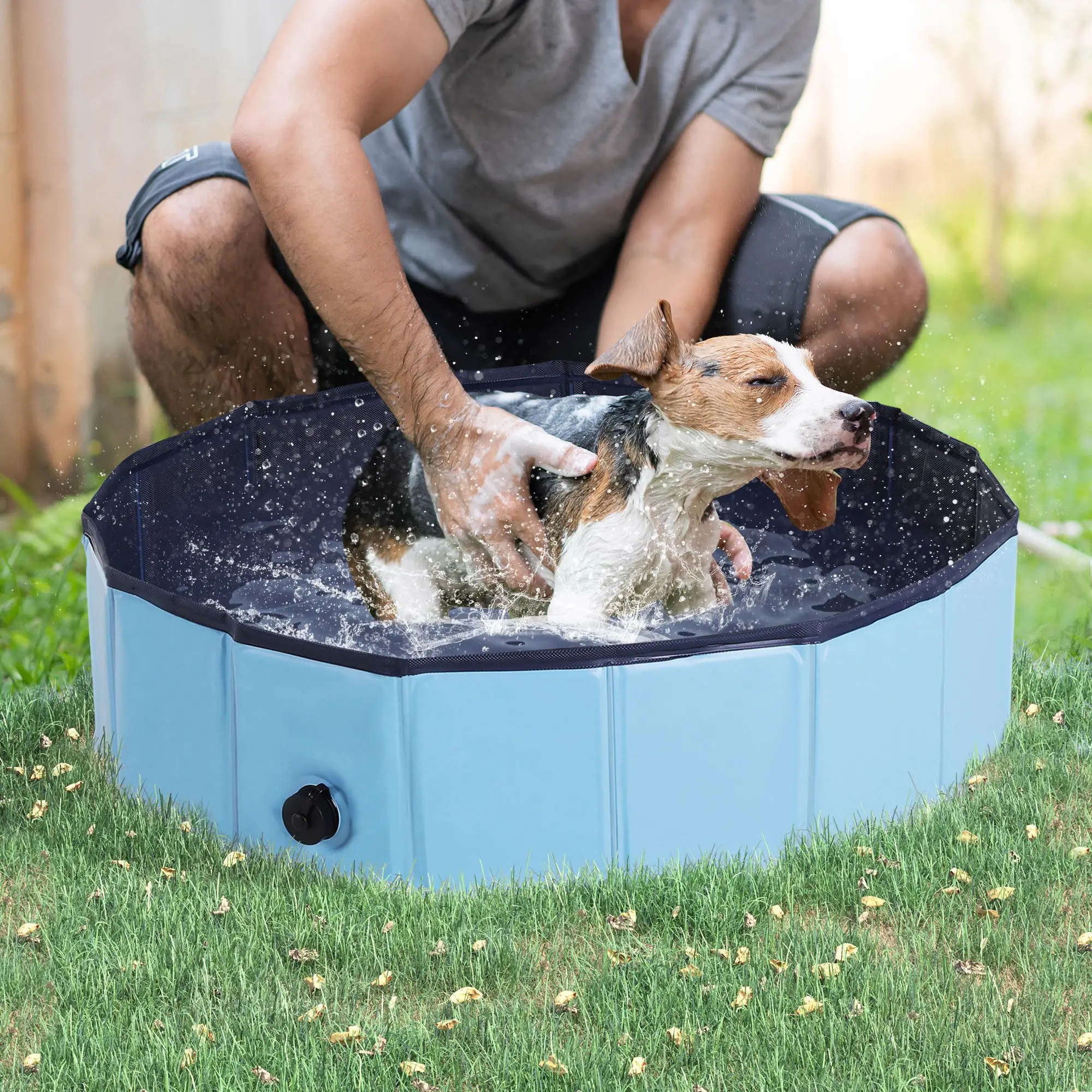 Foldable Pet Paddling Pool Swimming Pool Indoor/Outdoor Collapsible F80 × 20H Cm - Image 3