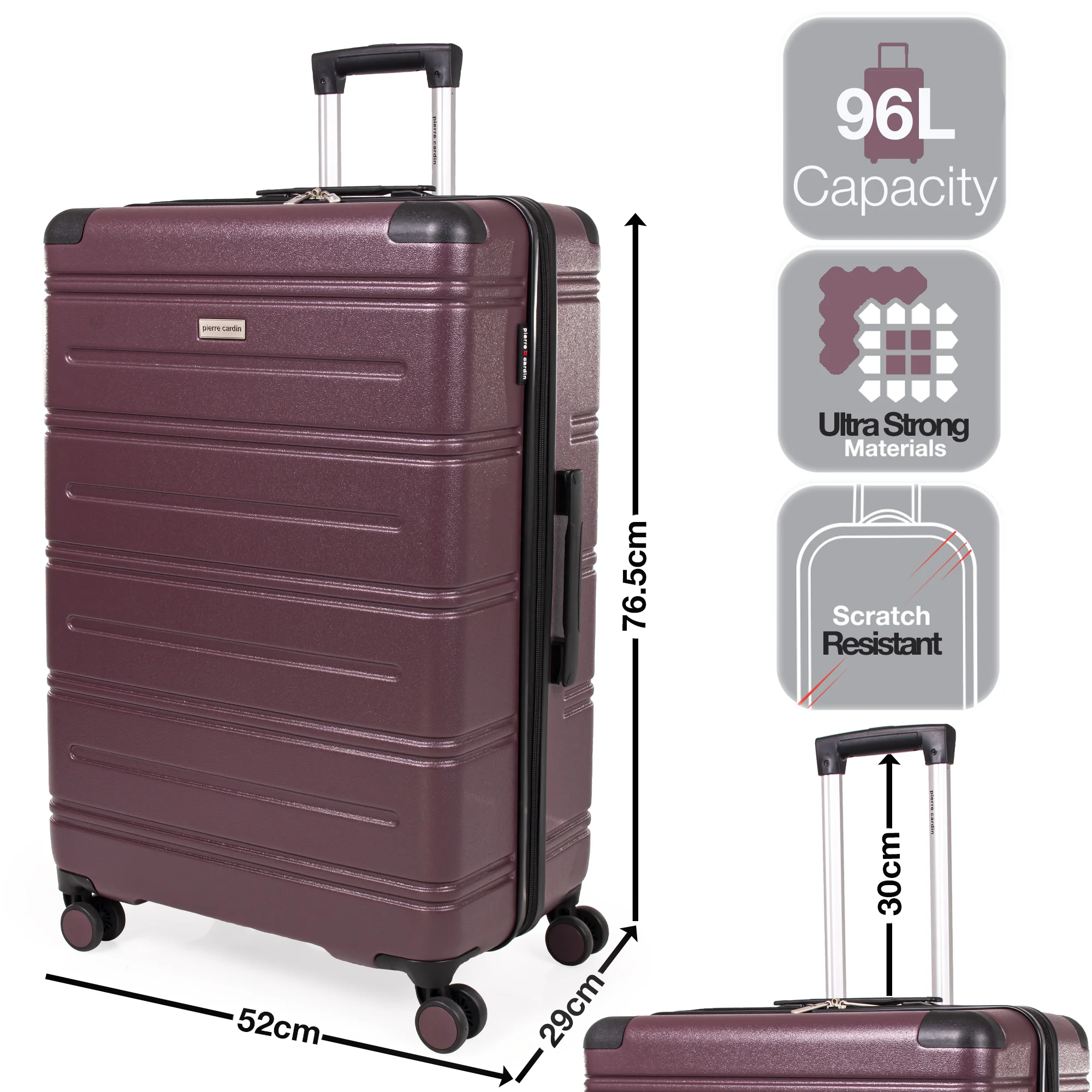 Pierre  Cardin Ultra Strong ABS Travel Case With 8 Spinner Wheels TSA Locks - Image 3