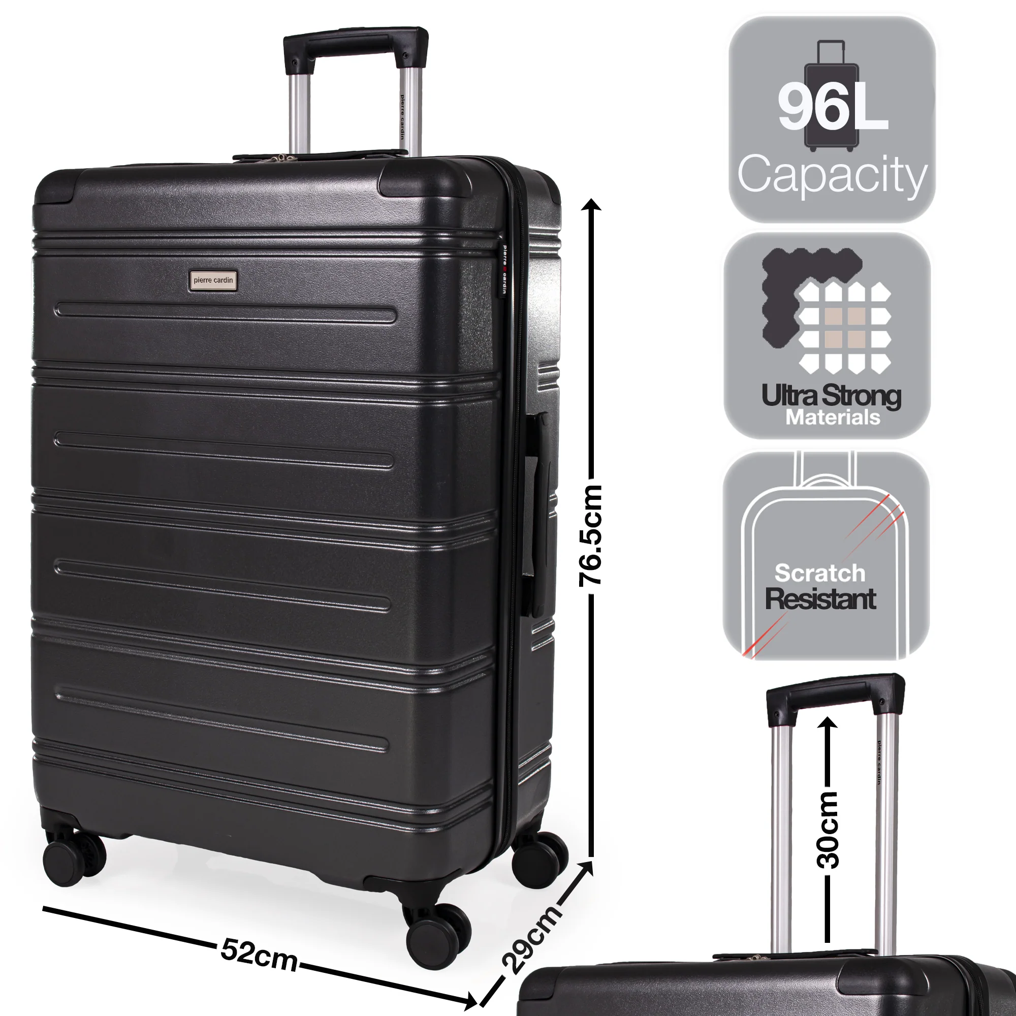 Pierre  Cardin Ultra Strong ABS Travel Case With 8 Spinner Wheels TSA Locks - Image 3