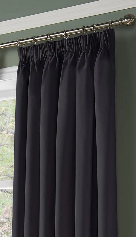 Plain Blackout Pencil Pleat Taped Top Curtains