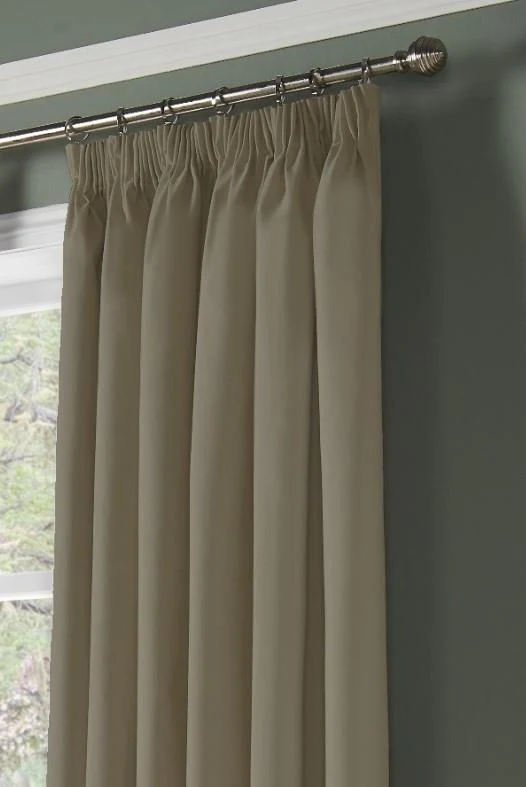 Plain Blackout Pencil Pleat Taped Top Curtains