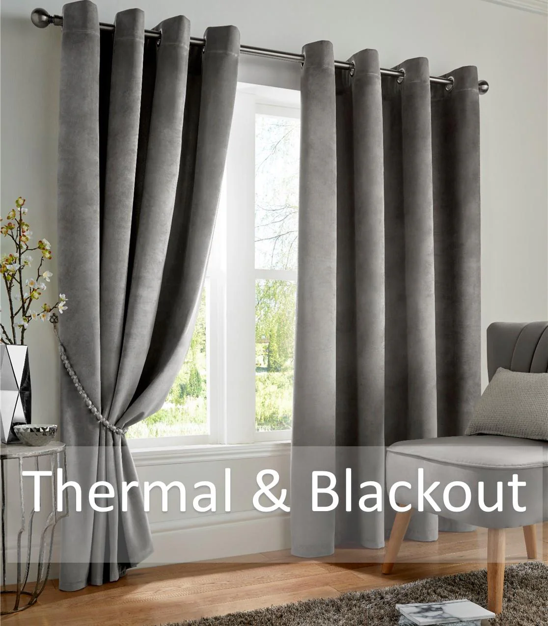 Plain Velvet Ring Top Blackout Curtains