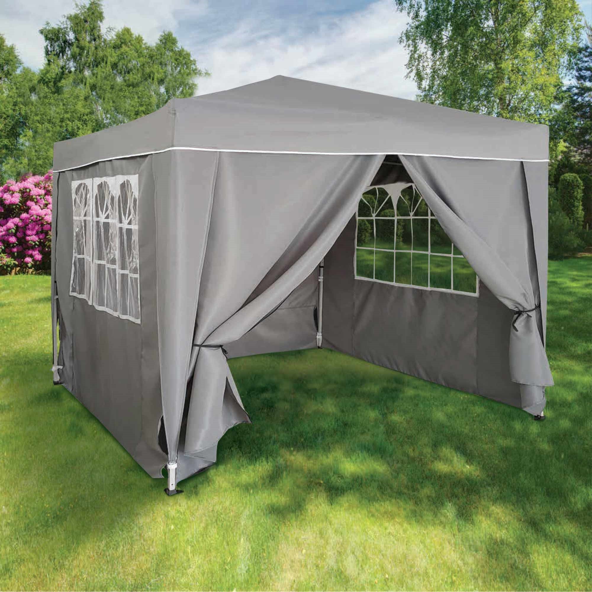Silver & Stone Outdoor Pop Up Garden Gazebo 3x3m - Grey - Image 2