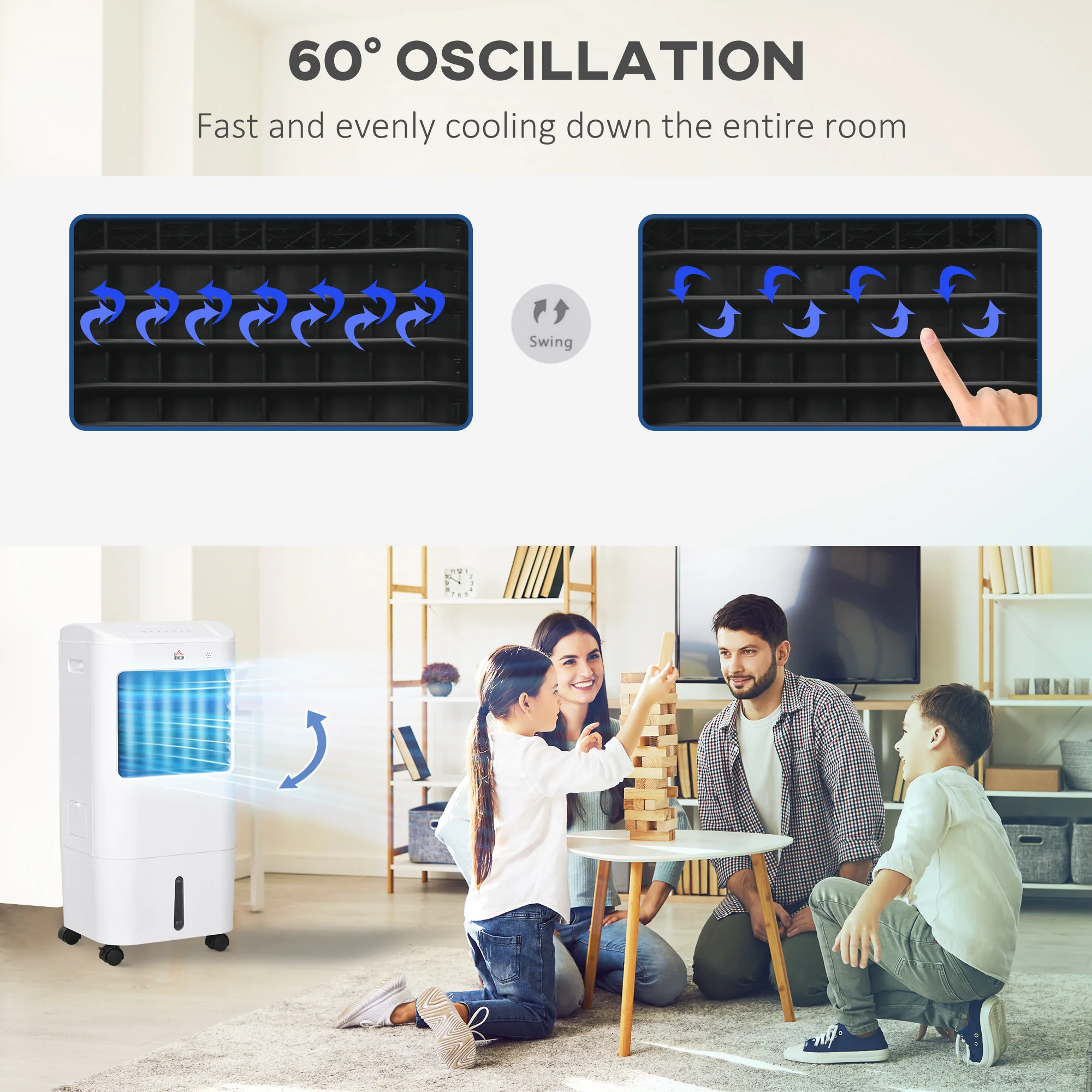 Portable Air Cooler with Humidifier, Remote, Timer, Oscillation, Ice Packs - Image 7