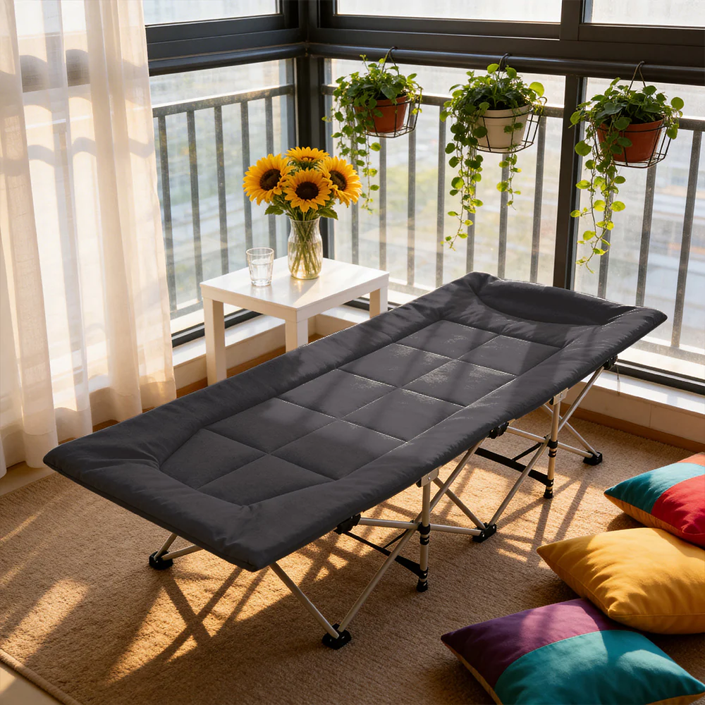 Portable Folding Camping Cot Camping bed with Headrest - Image 3