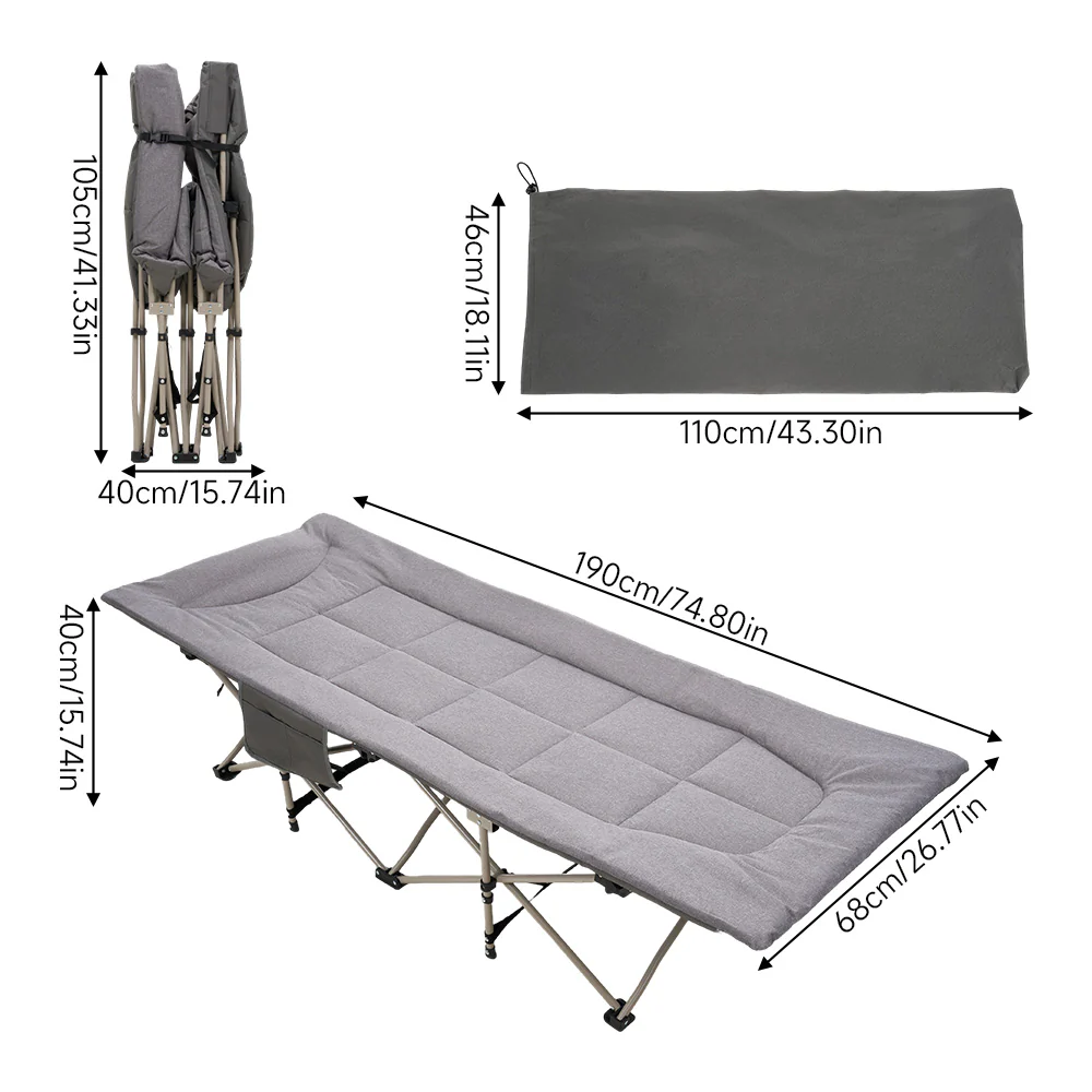 Portable Folding Camping Cot Camping bed with Headrest - Image 9