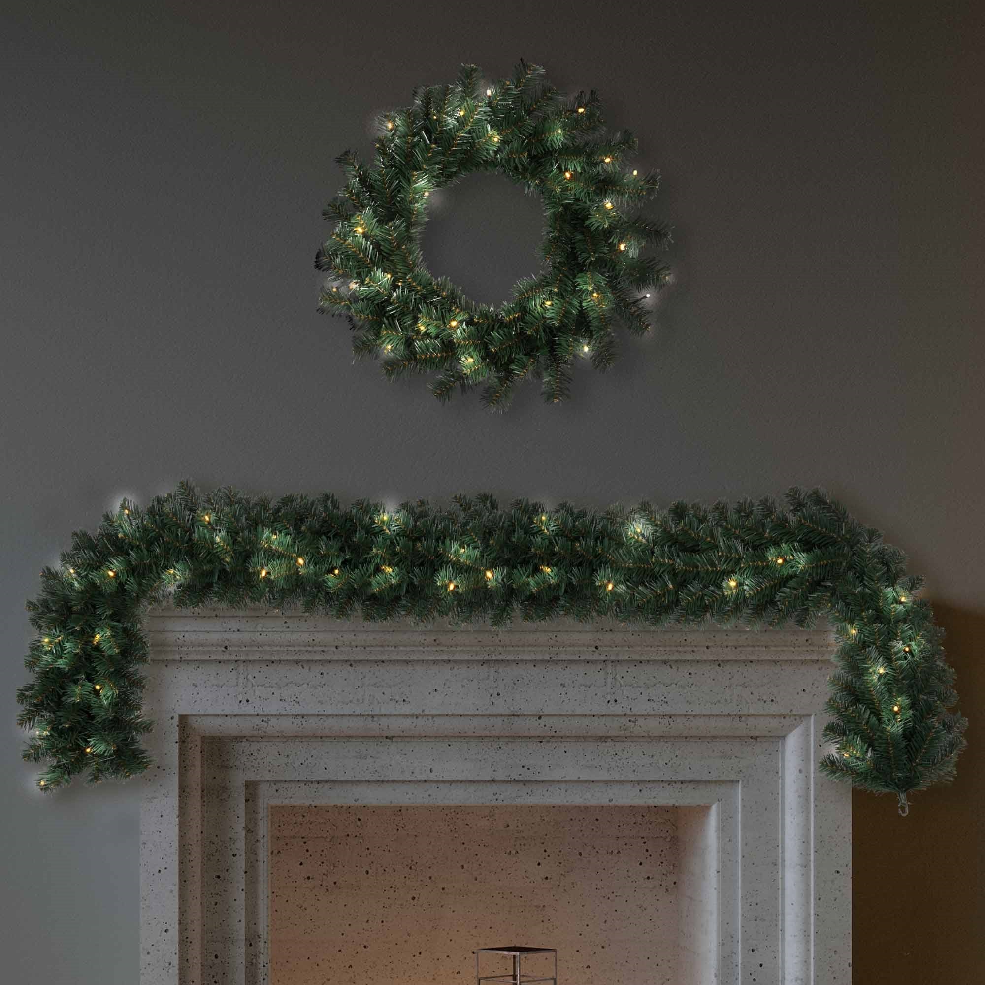 Christmas Sparkle Artificial Pre-Lit Garland with Timer - 6ft 1.8m - Green - Image 2