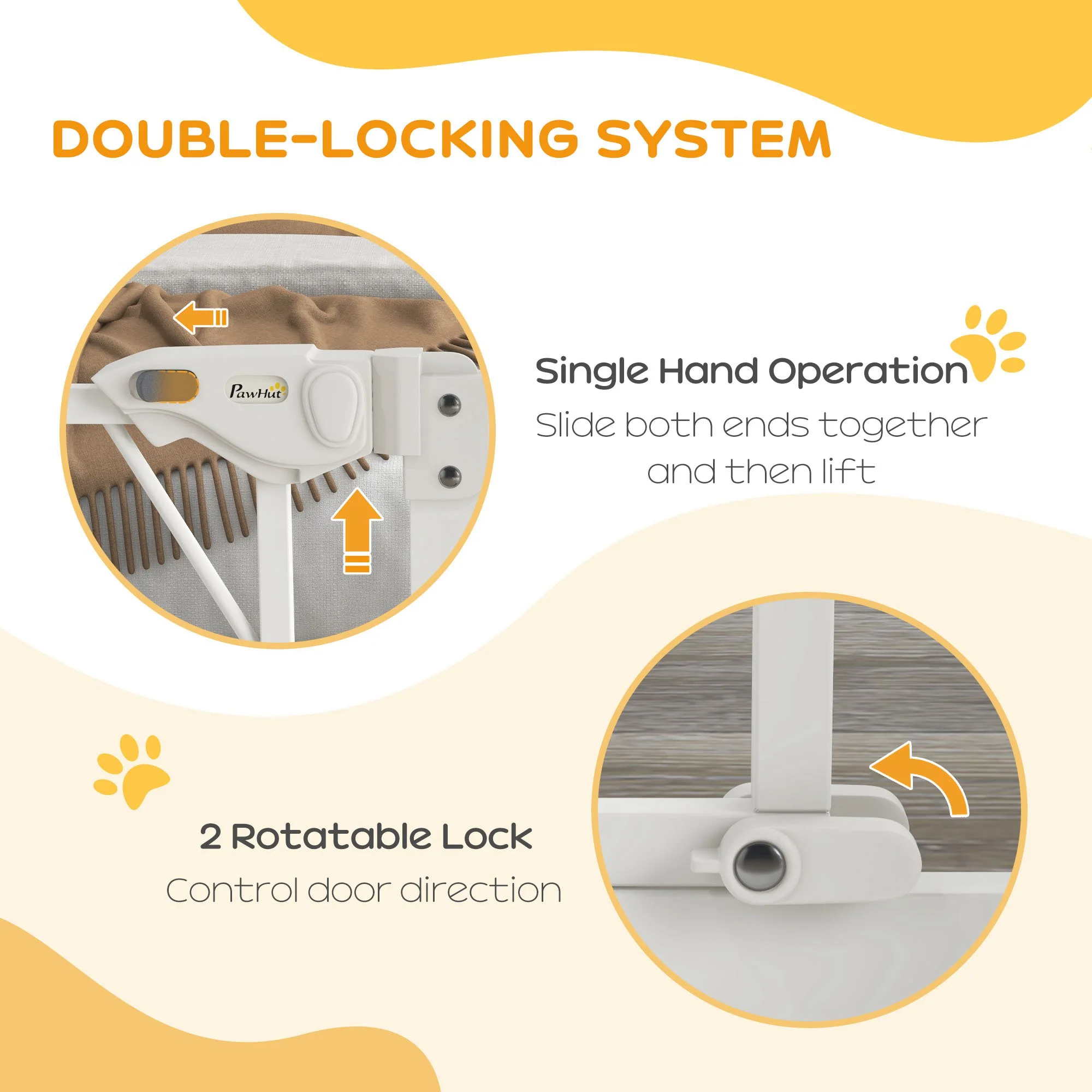 Pressure Fit Safety Gate w/ Auto Closing Door, Double Locking - Image 13