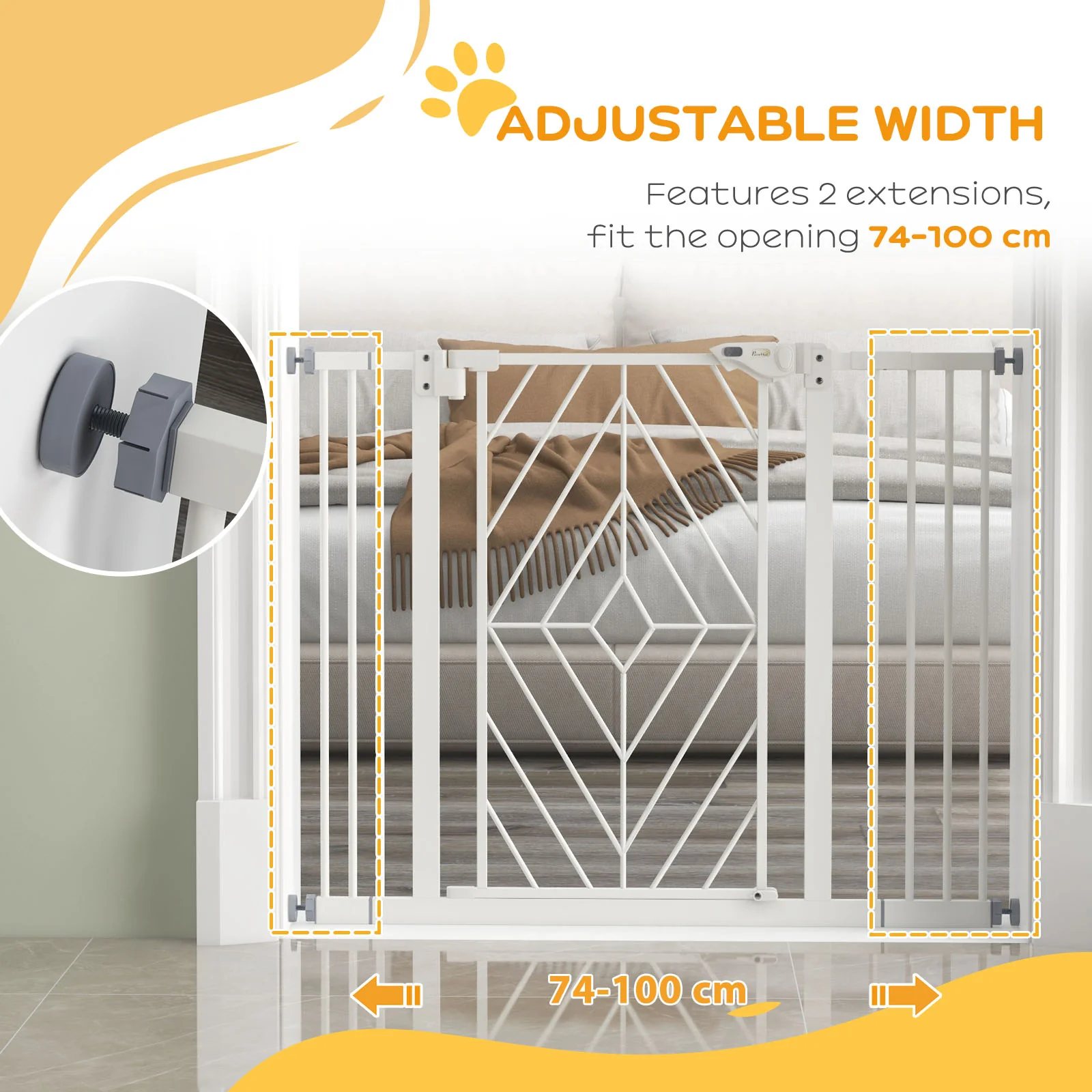 Pressure Fit Safety Gate w/ Auto Closing Door, Double Locking - Image 16