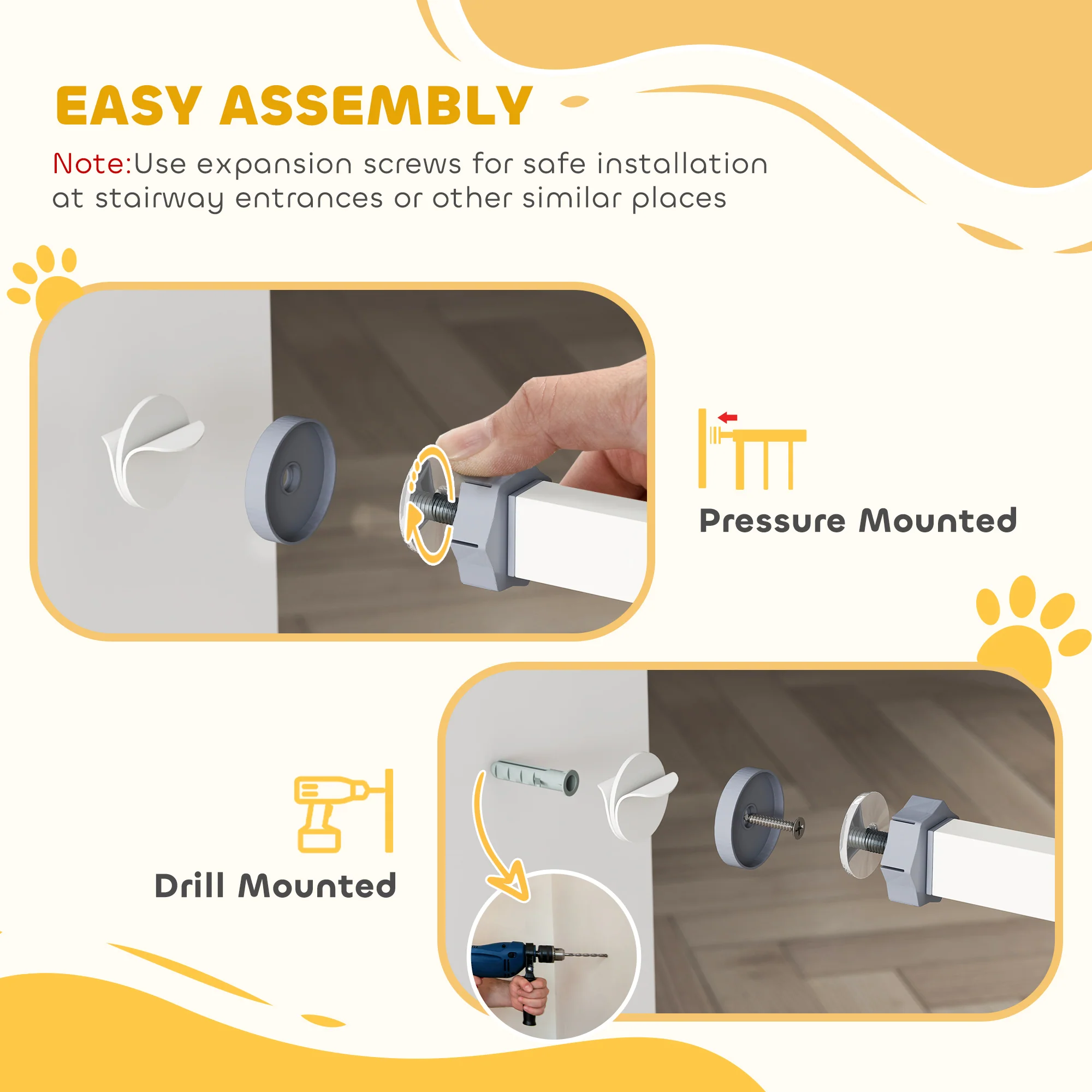 Pressure Fit Safety Gate w/ Auto Closing Door, Double Locking - Image 18