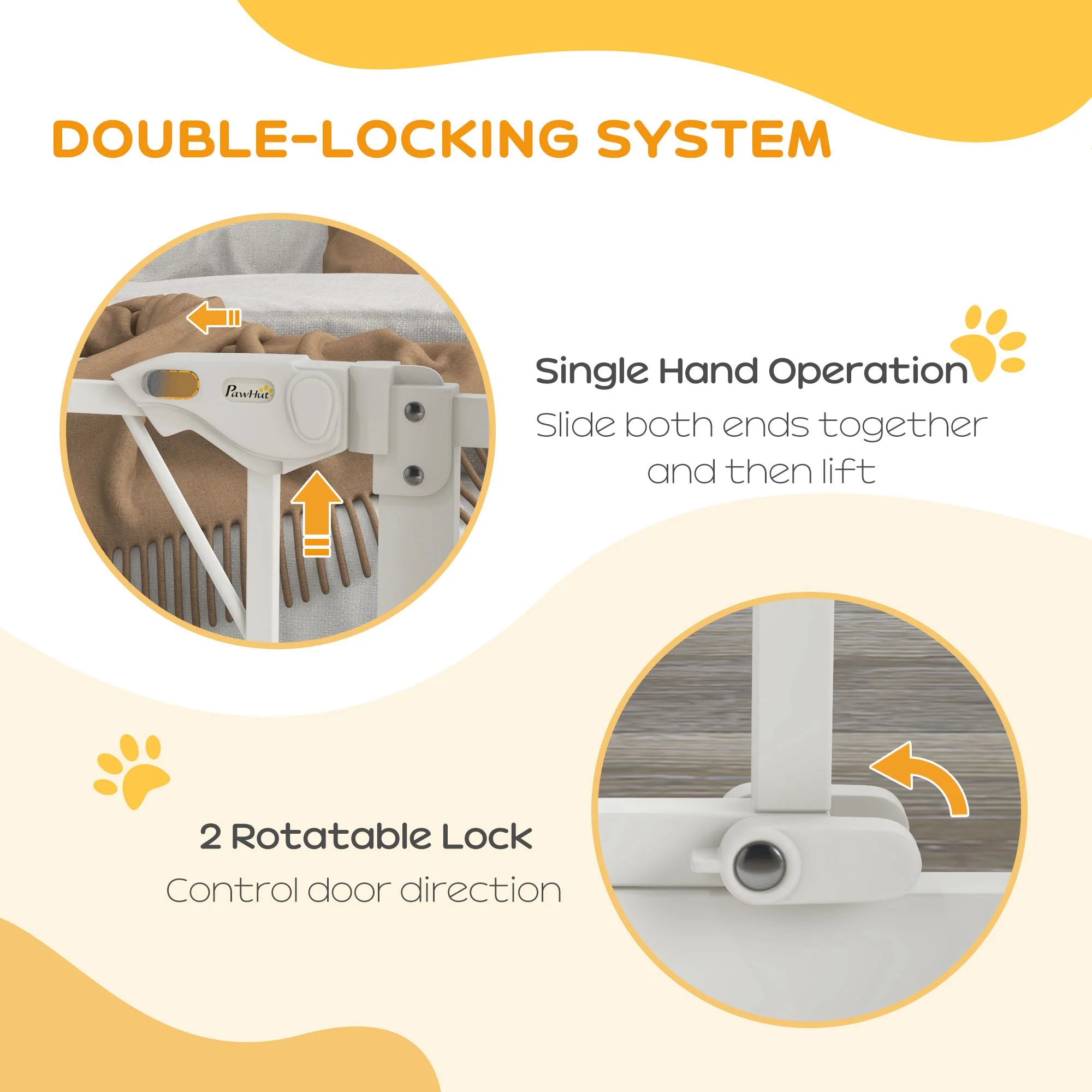 Pressure Fit Safety Gate w/ Auto Closing Door, Double Locking - Image 4