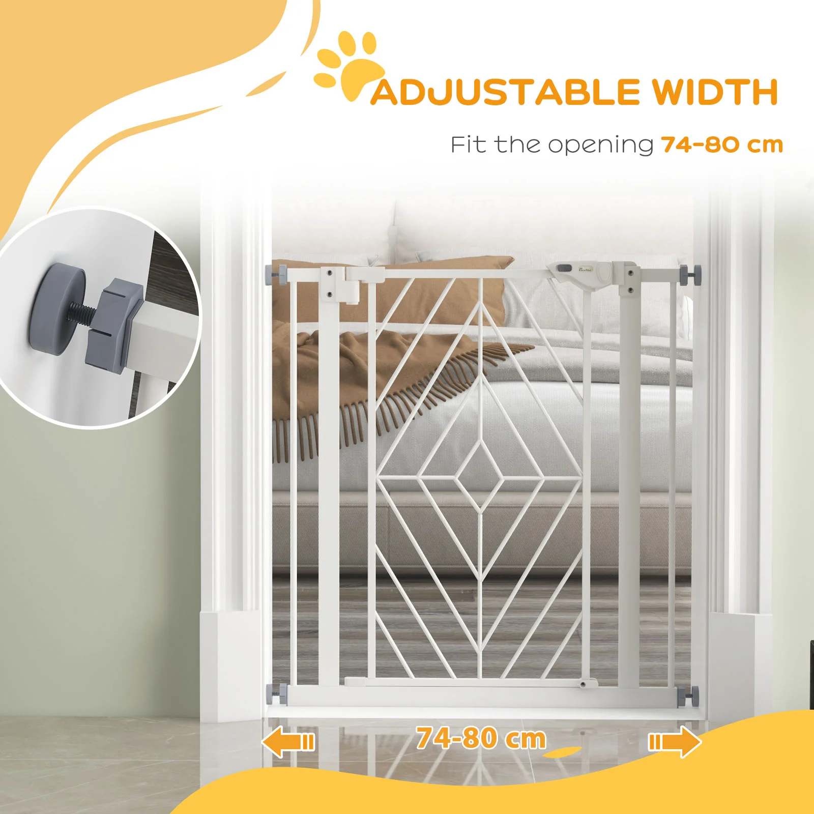 Pressure Fit Safety Gate w/ Auto Closing Door, Double Locking - Image 7