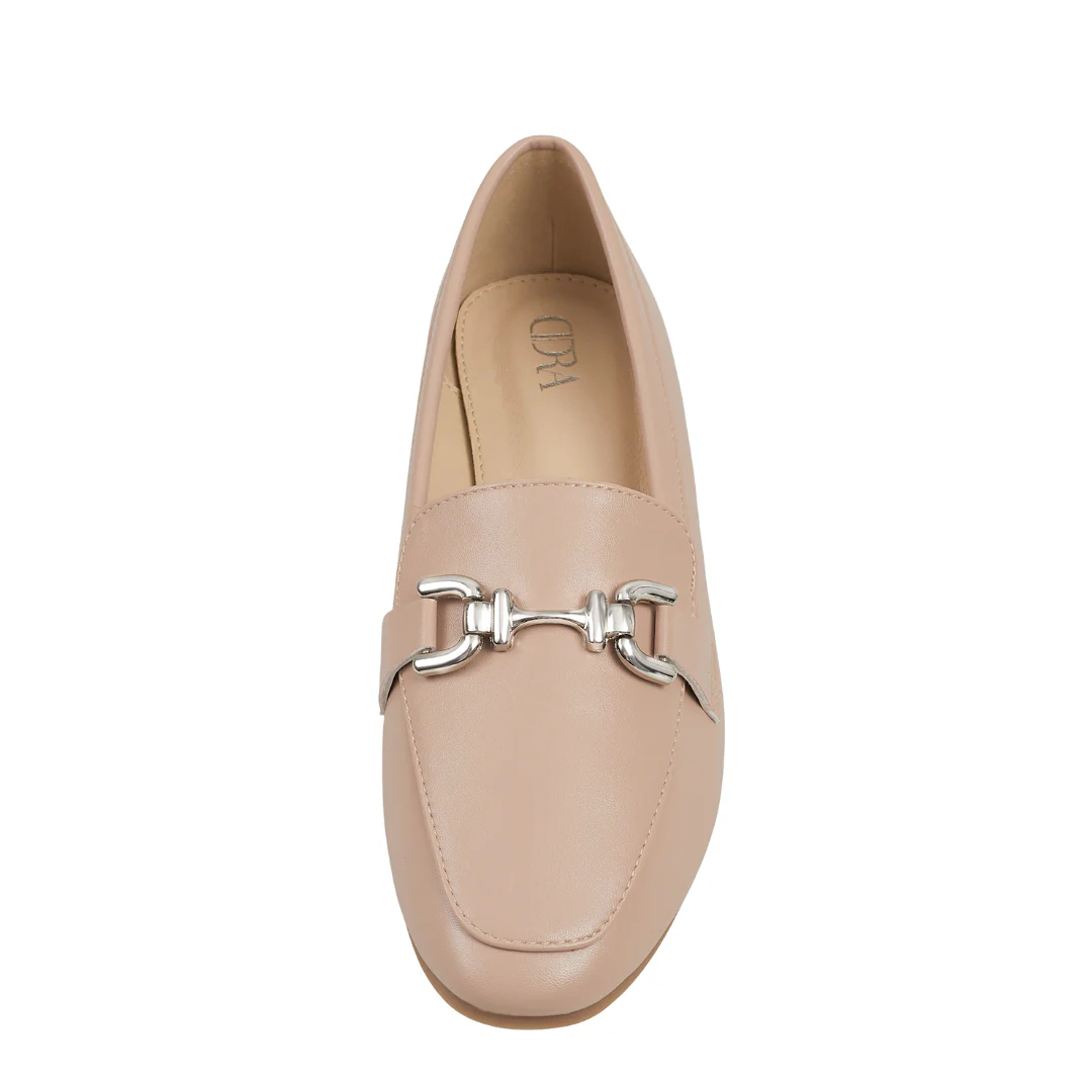 PU Leather Closed Toe Loafers - Nude - Image 5