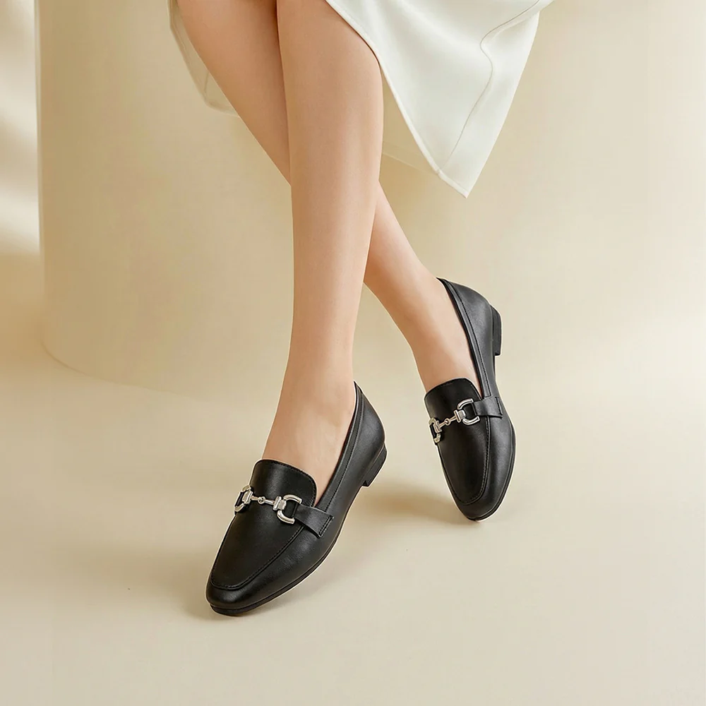 PU Leather Closed Toe Loafers