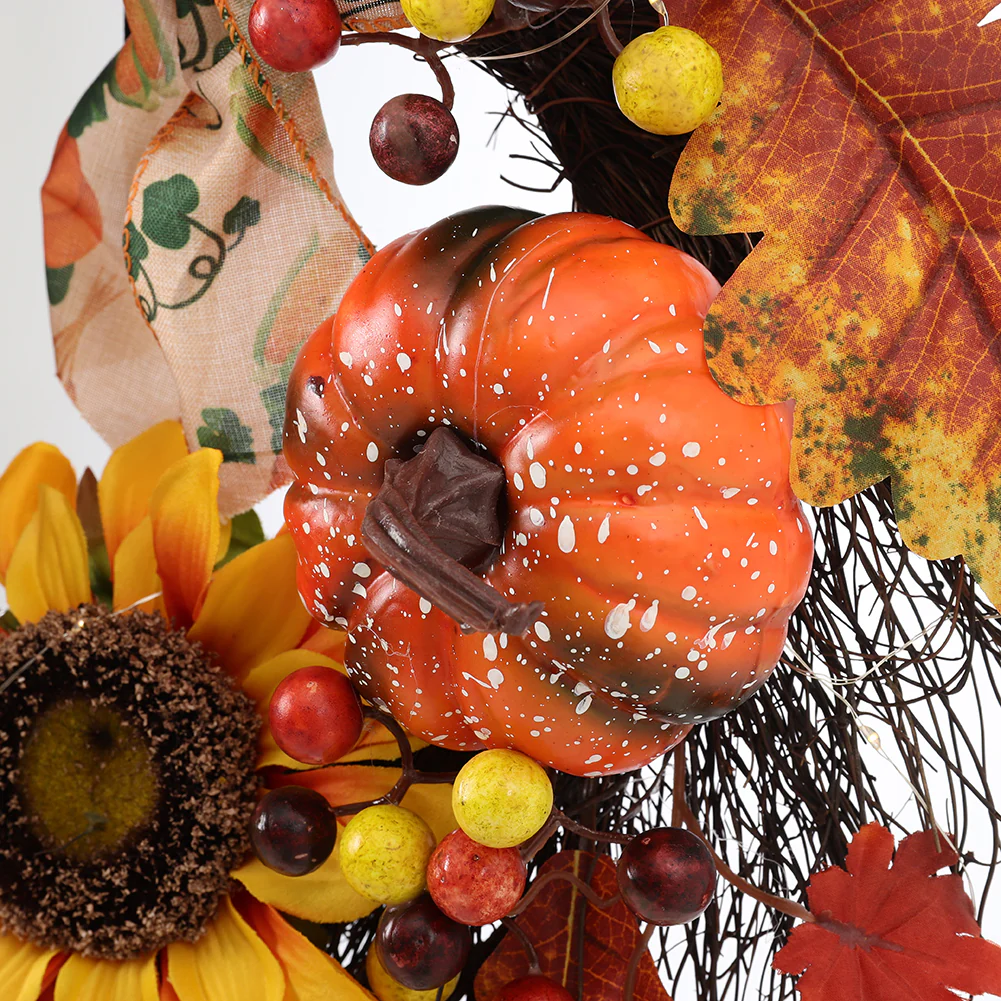 Pumpkin Bell Harvest Wreath with Warm Lights - Image 4