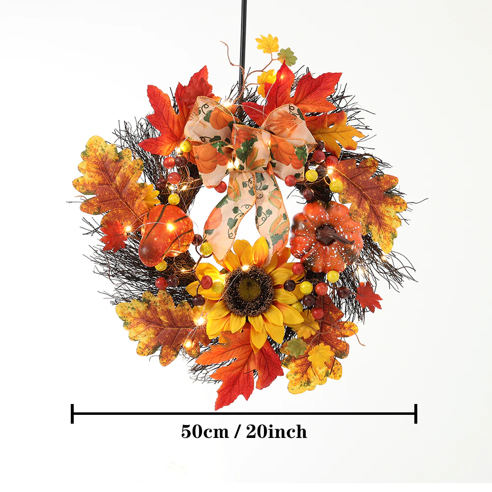 Pumpkin Bell Harvest Wreath with Warm Lights - Image 6
