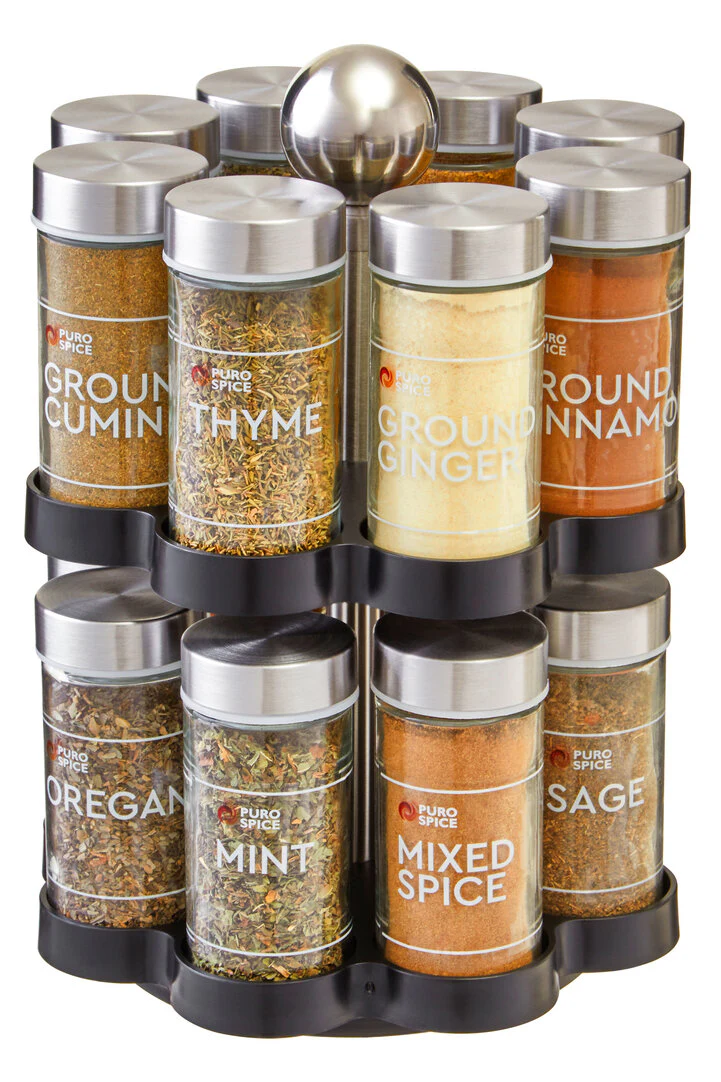 Puro Revolving Spice Rack with 16 Spices and Herbs - Image 2