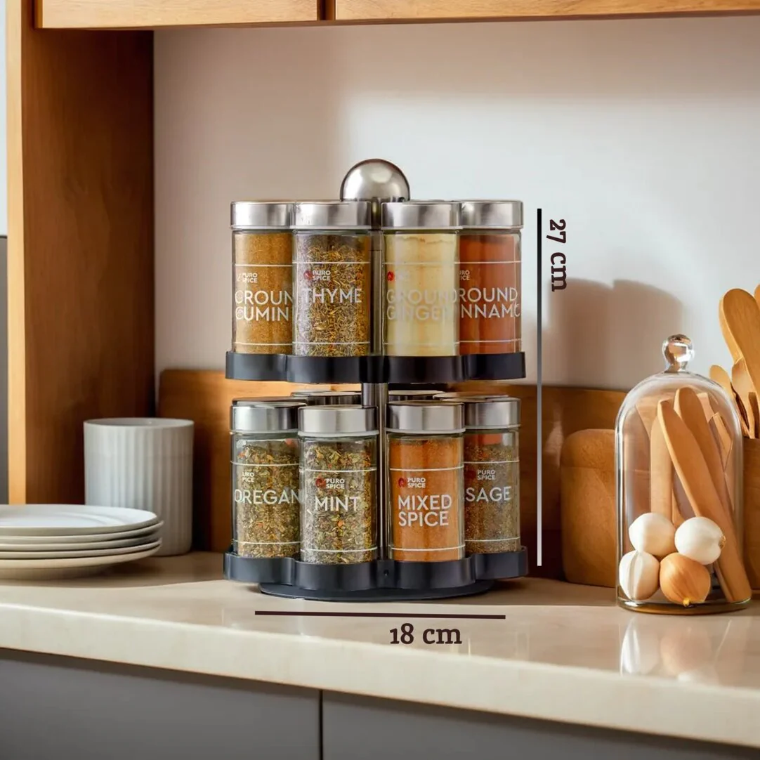 Puro Revolving Spice Rack with 16 Spices and Herbs - Image 8