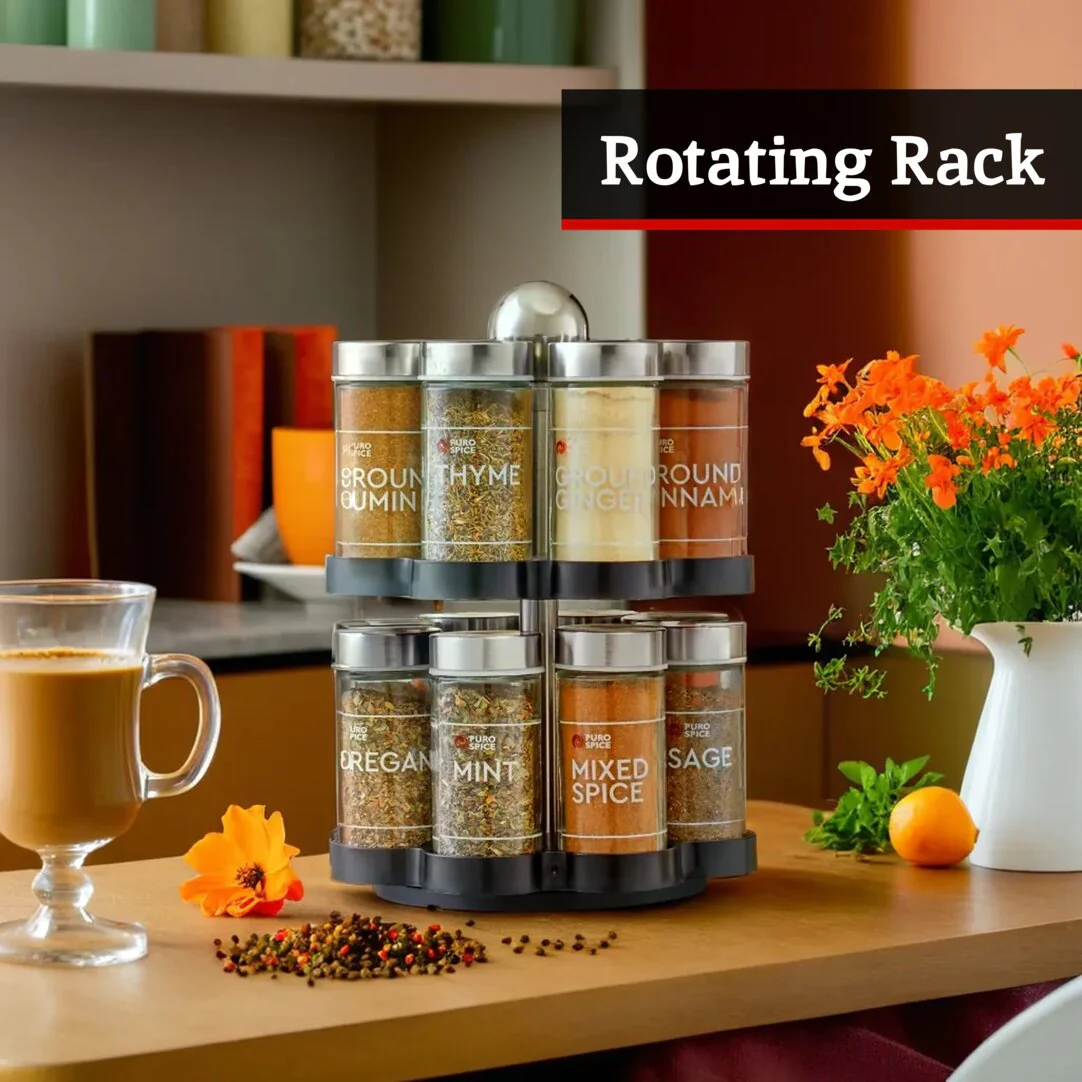 Puro Revolving Spice Rack with 16 Spices and Herbs - Image 9
