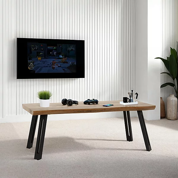 QUEBEC WAVE EDGE DINING TABLE - MEDIUM OAK EFFECT - Image 5