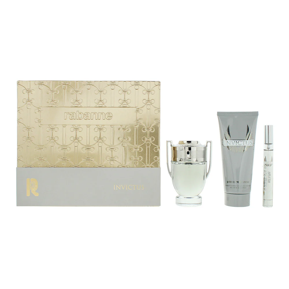 Rabanne Invictus 3 Piece Gift Set: Eau De Toilette 50m - Eau De Toilette 10ml - Shower Gel