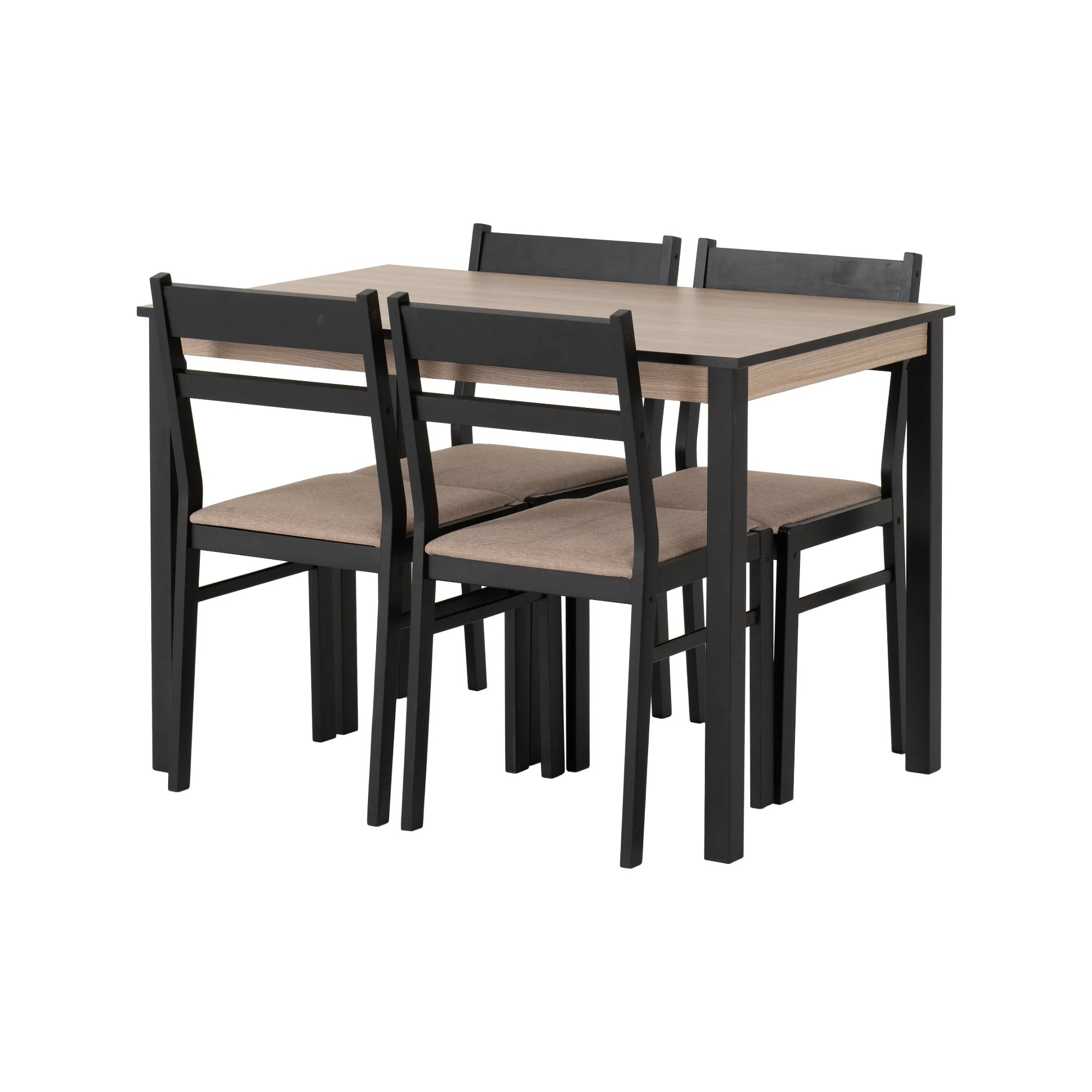 RADLEY 1+4 DINING SET - BLACK/OAK EFFECT/OAT FABRIC - Image 2