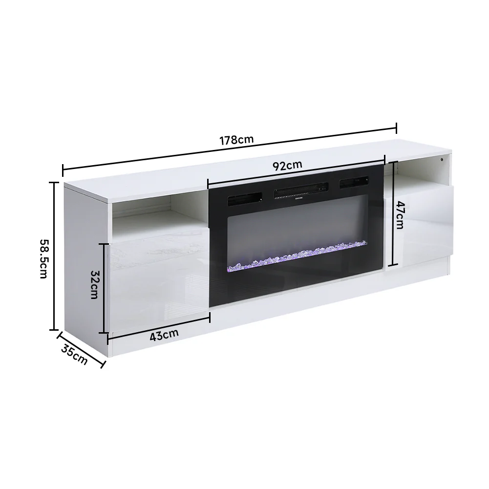Recessed Electric Fireplace TV Stand With Closed Storage - Image 11