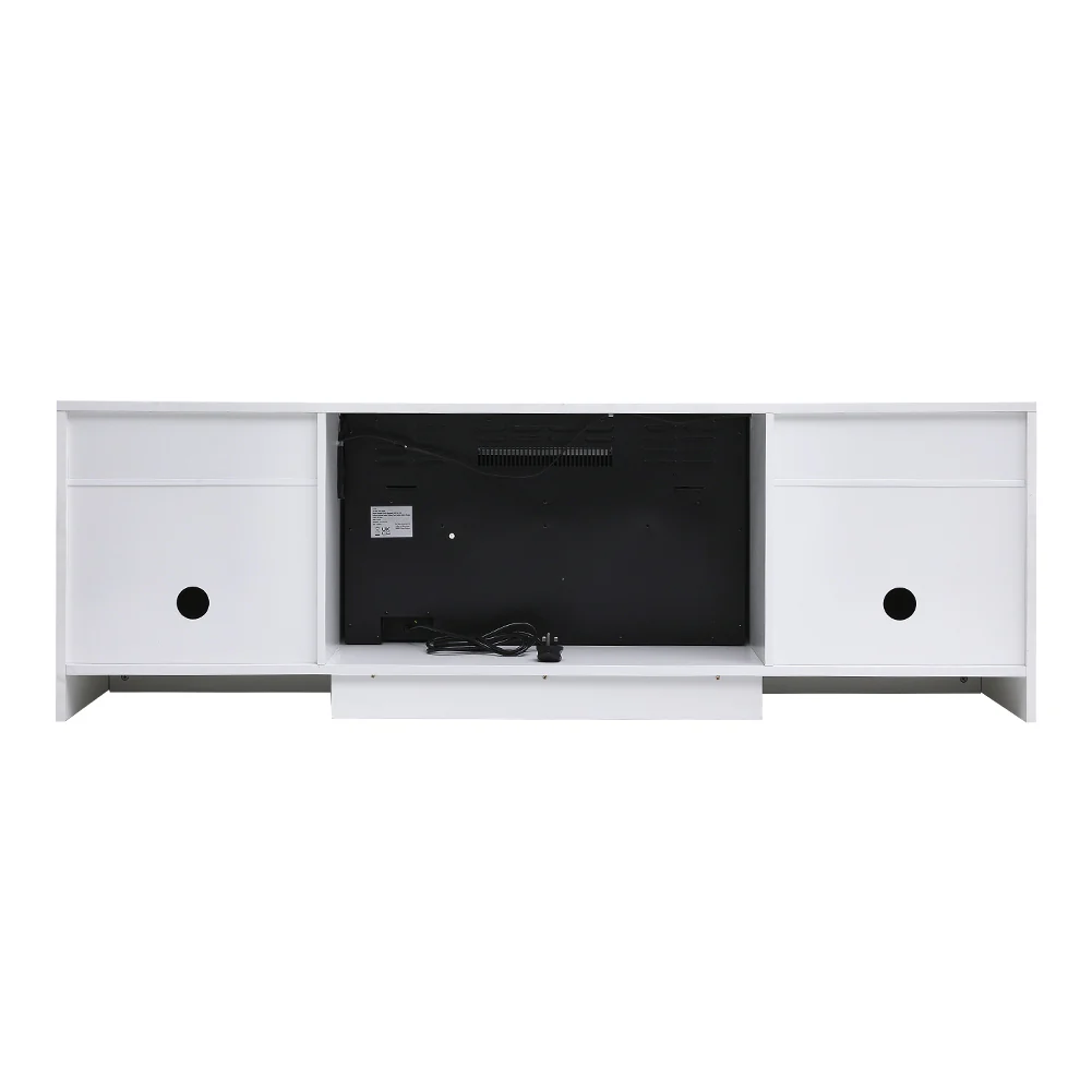 Recessed Electric Fireplace TV Stand With Closed Storage - Image 15