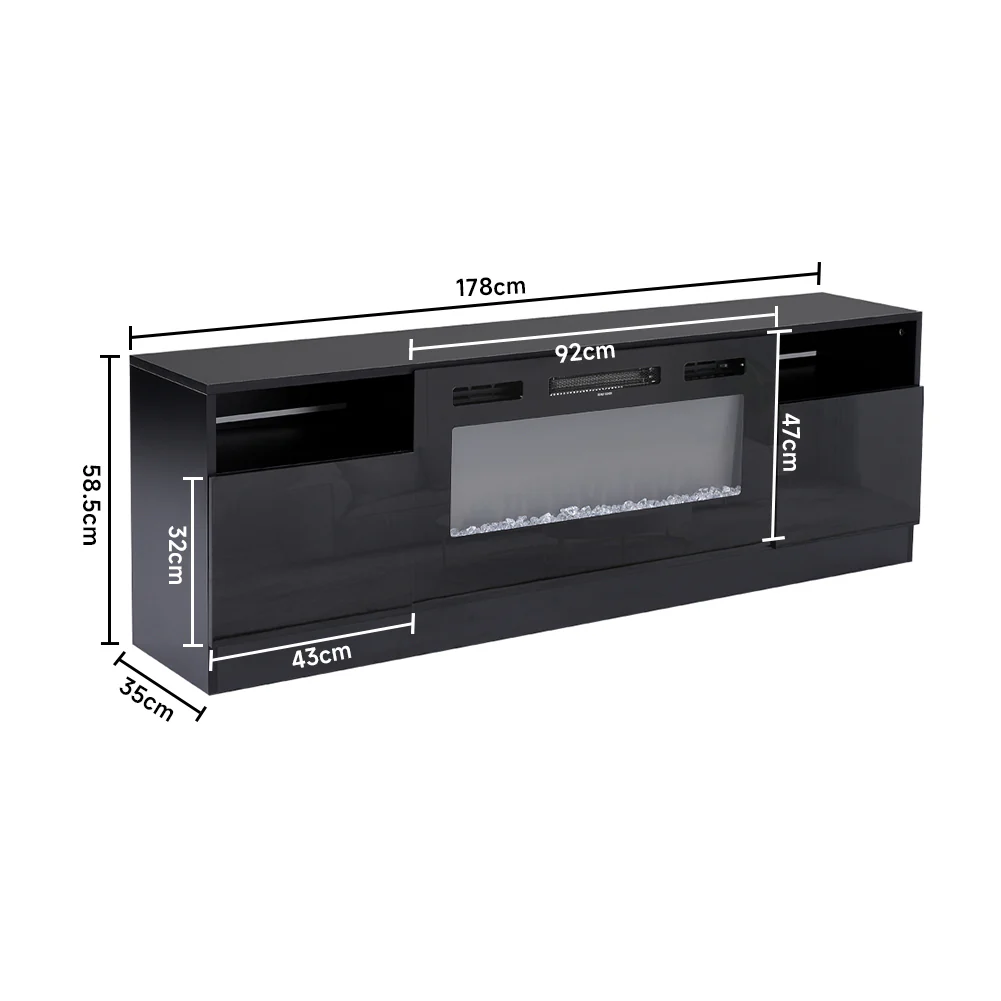 Recessed Electric Fireplace TV Stand With Closed Storage - Image 2