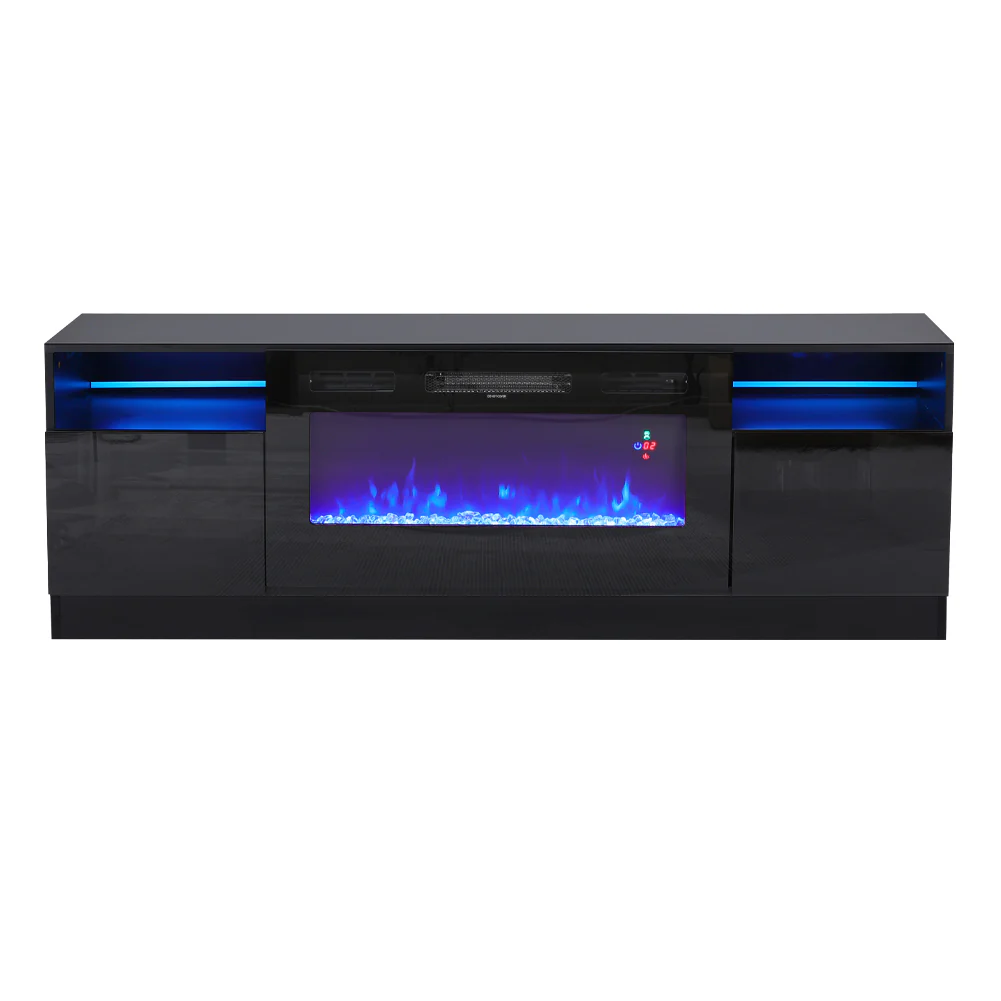 Recessed Electric Fireplace TV Stand With Closed Storage - Image 4