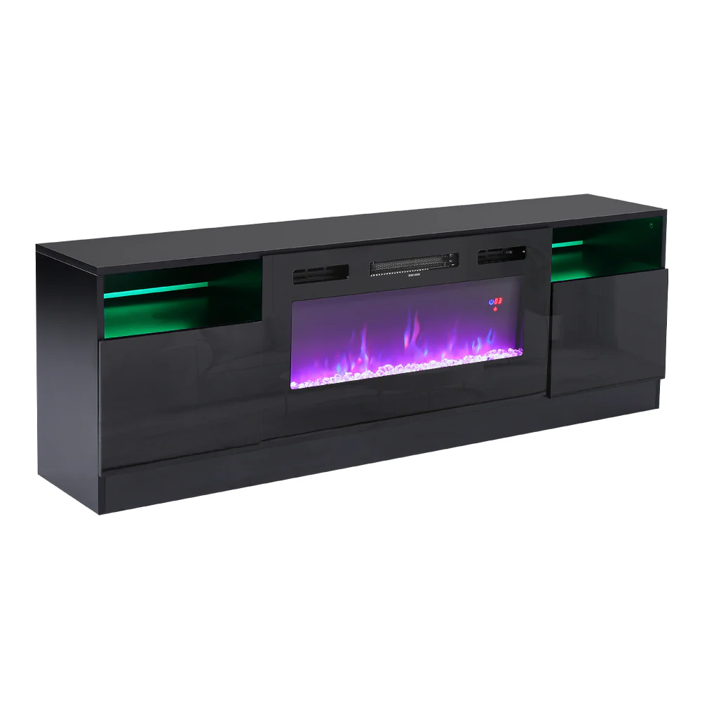 Recessed Electric Fireplace TV Stand With Closed Storage - Image 5