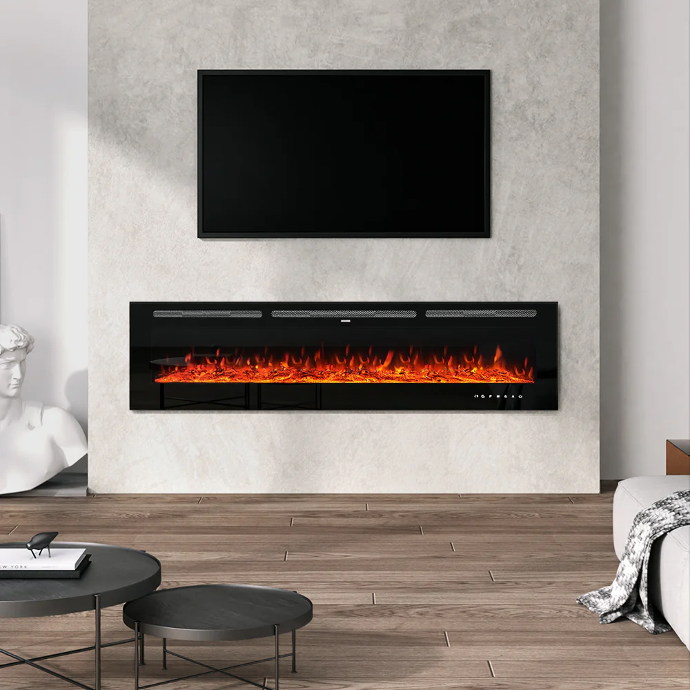 Recessed/Wall Mounted Electric Fireplace Adjustable Flame With Remote - Image 12