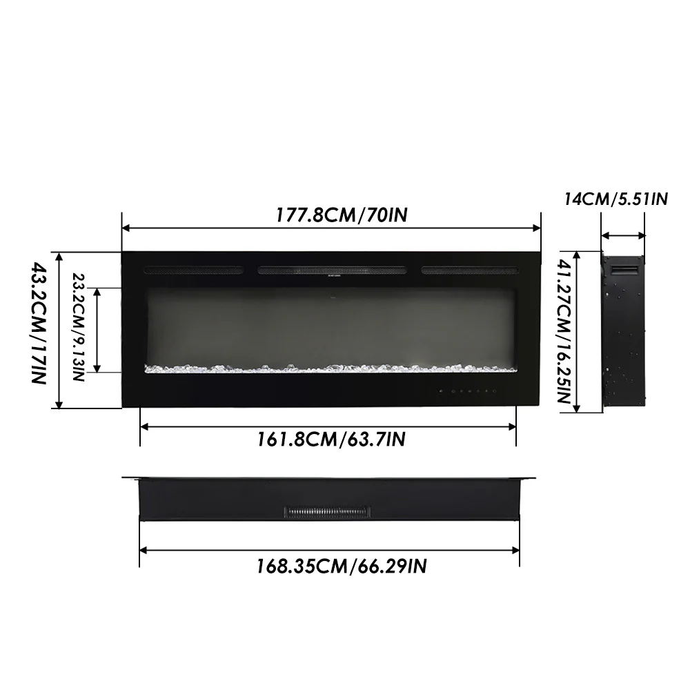 Recessed/Wall Mounted Electric Fireplace Adjustable Flame With Remote - Image 13