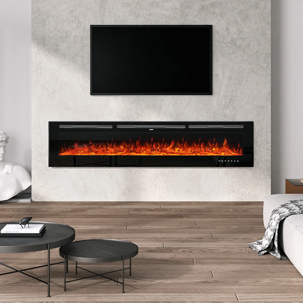 Recessed/Wall Mounted Electric Fireplace Adjustable Flame With Remote - Image 15