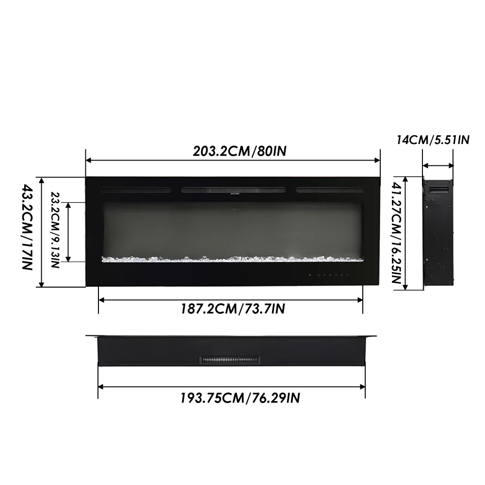 Recessed/Wall Mounted Electric Fireplace Adjustable Flame With Remote - Image 16