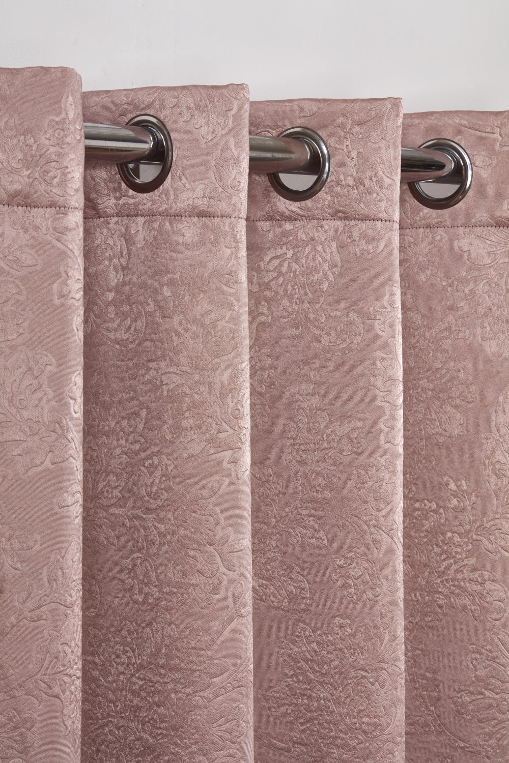 Regency - Elegant Woven Thermal Blackout Eyelet Curtains in Blush Pink - Image 2