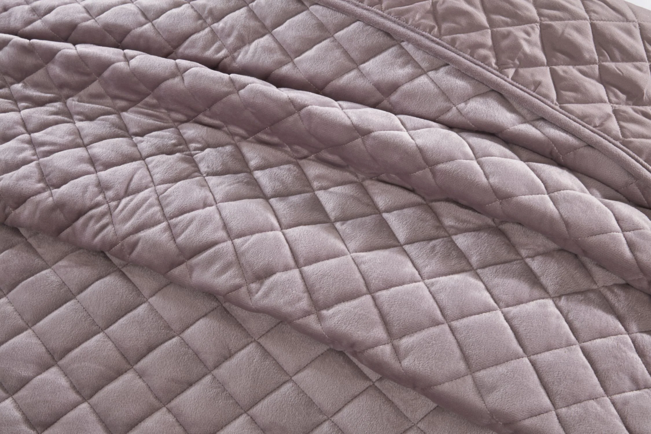 Regent Quilted Soft Touch Velvet Bedspread Set in Heather - Image 3