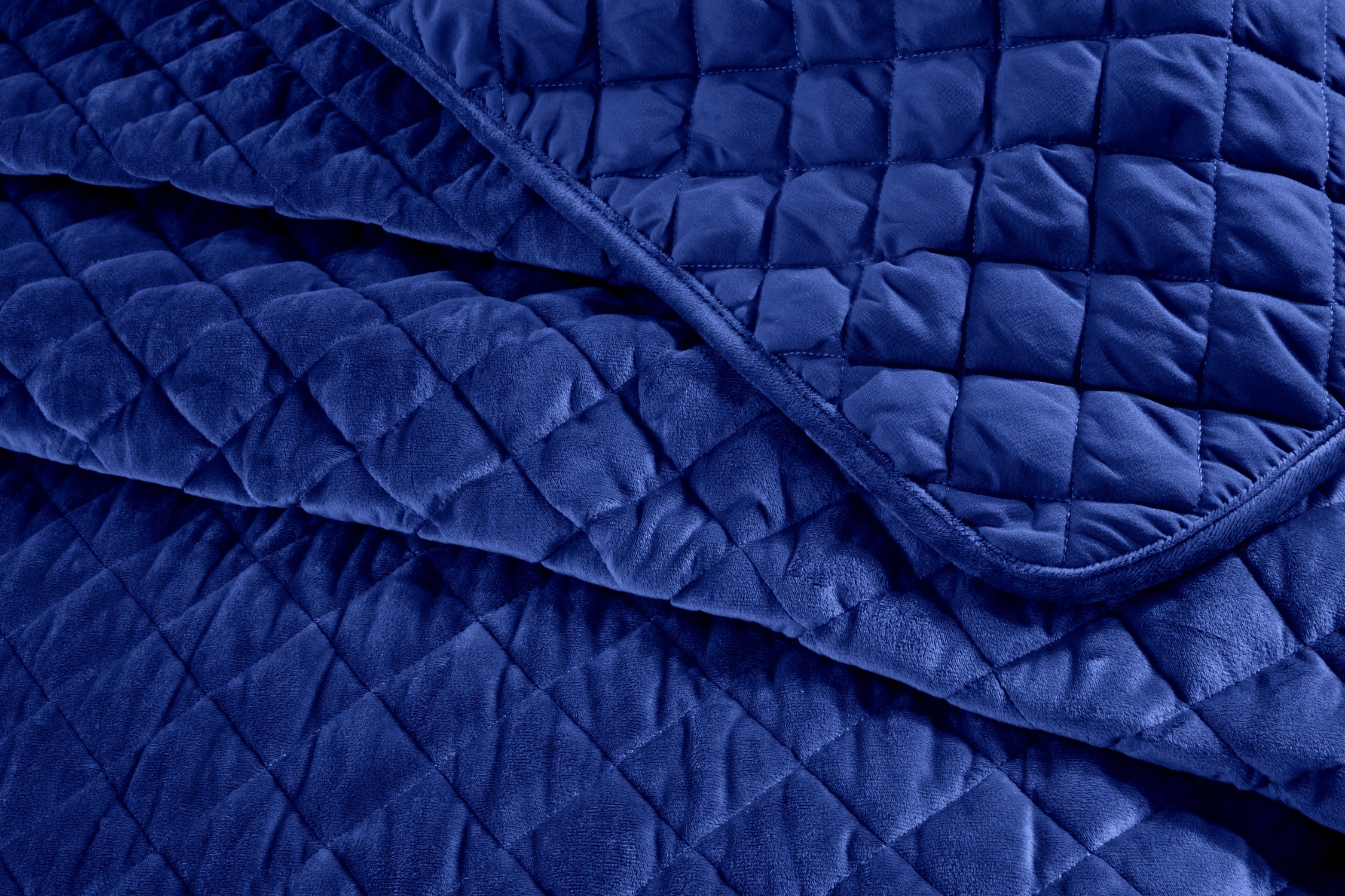 Regent Quilted Soft Touch Velvet Bedspread Set in Navy - Image 4