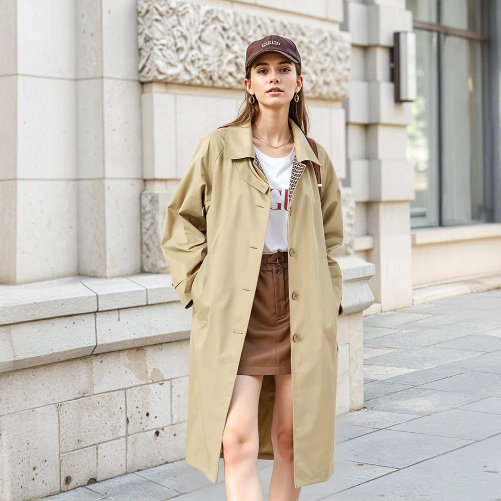 Relaxed Fit Khaki Trench Coat
