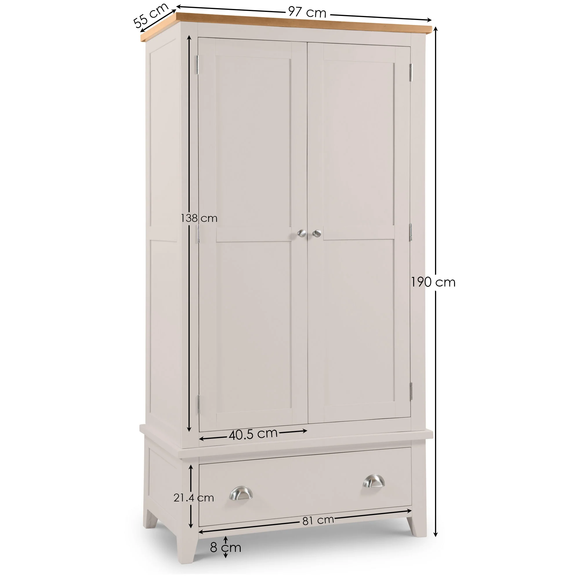Richmond 2 Door 1 Drawer Wardrobe - Image 4
