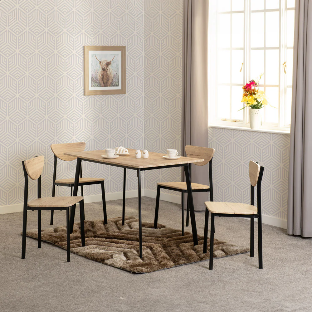 RILEY LARGE DINING SET - BLACK/LIGHT OAK EFFECT VENEER - Image 4
